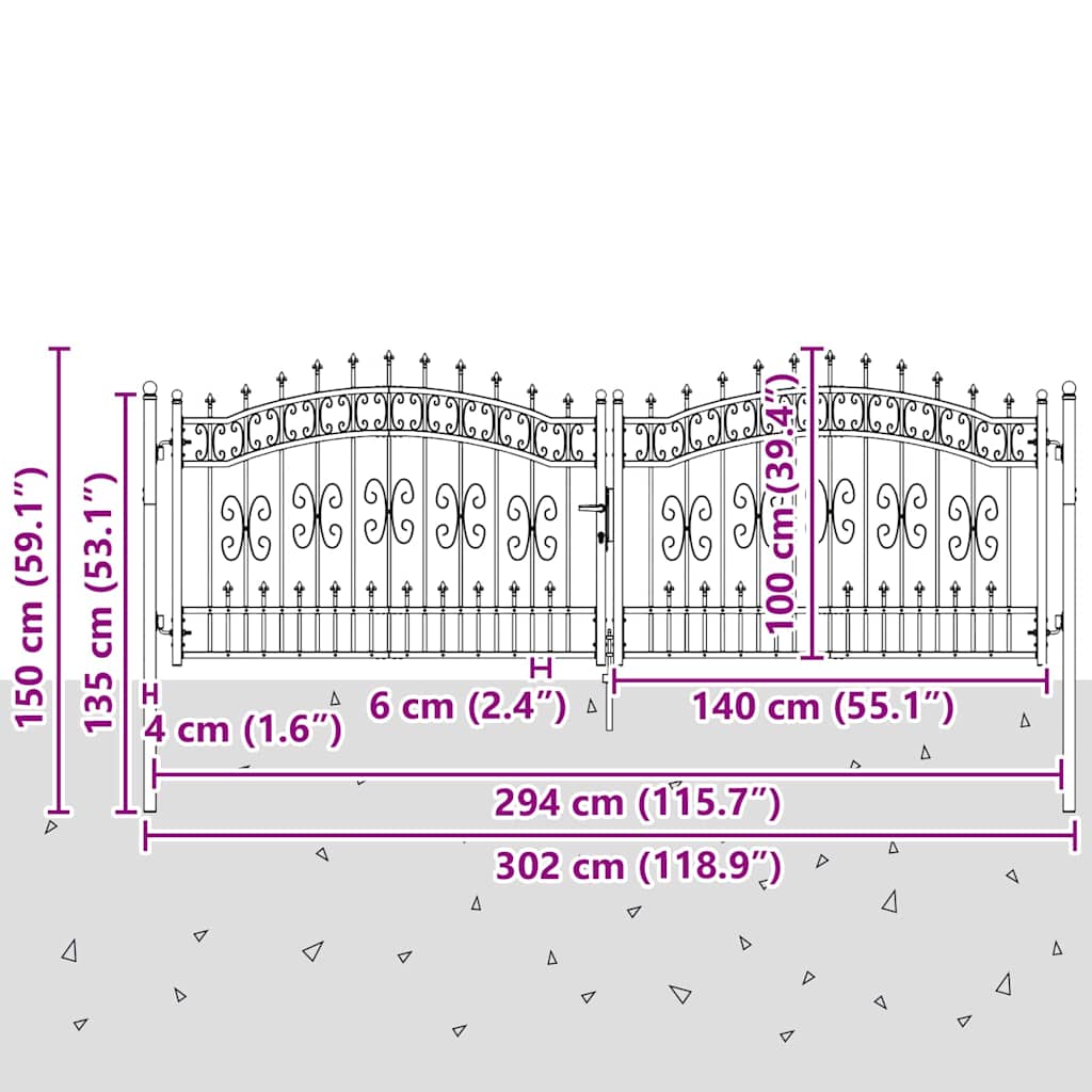 Aitaovi Kärkiyksiköllä Kampen 305 X 100 Cm Teräs Harmaa