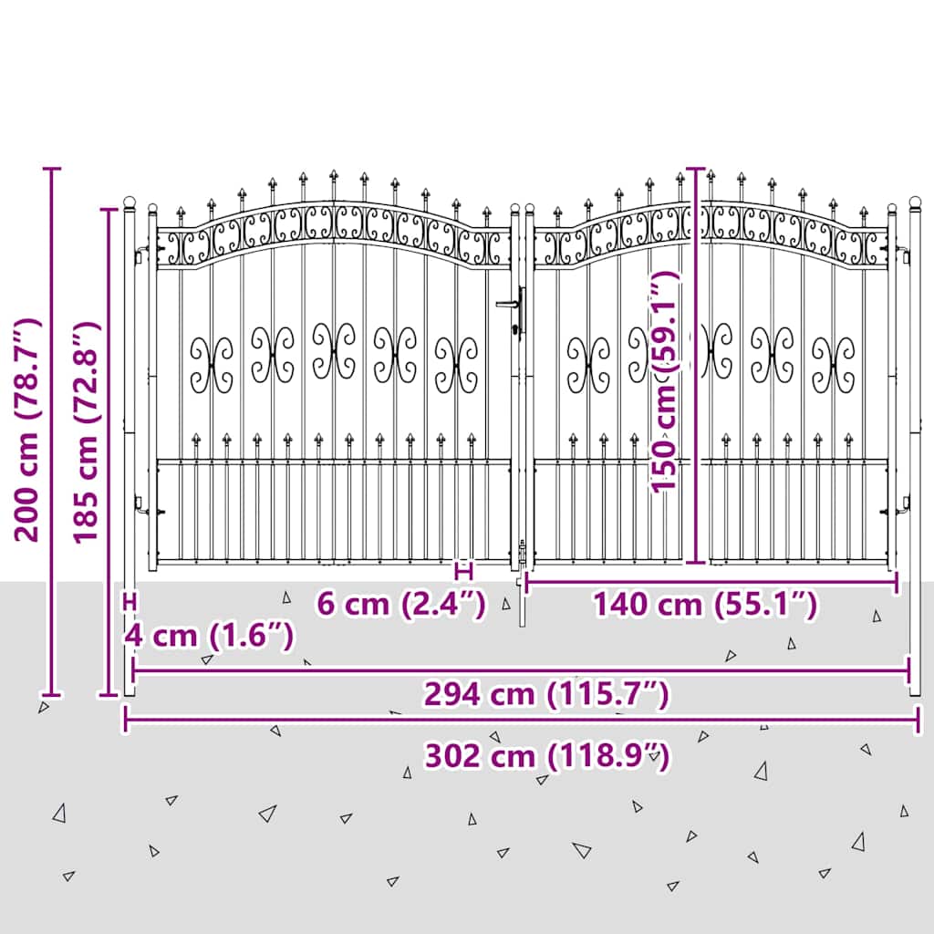 Aitaovi Kärkiyksiköllä Kampen 305 X 150 Cm Teräs Harmaa