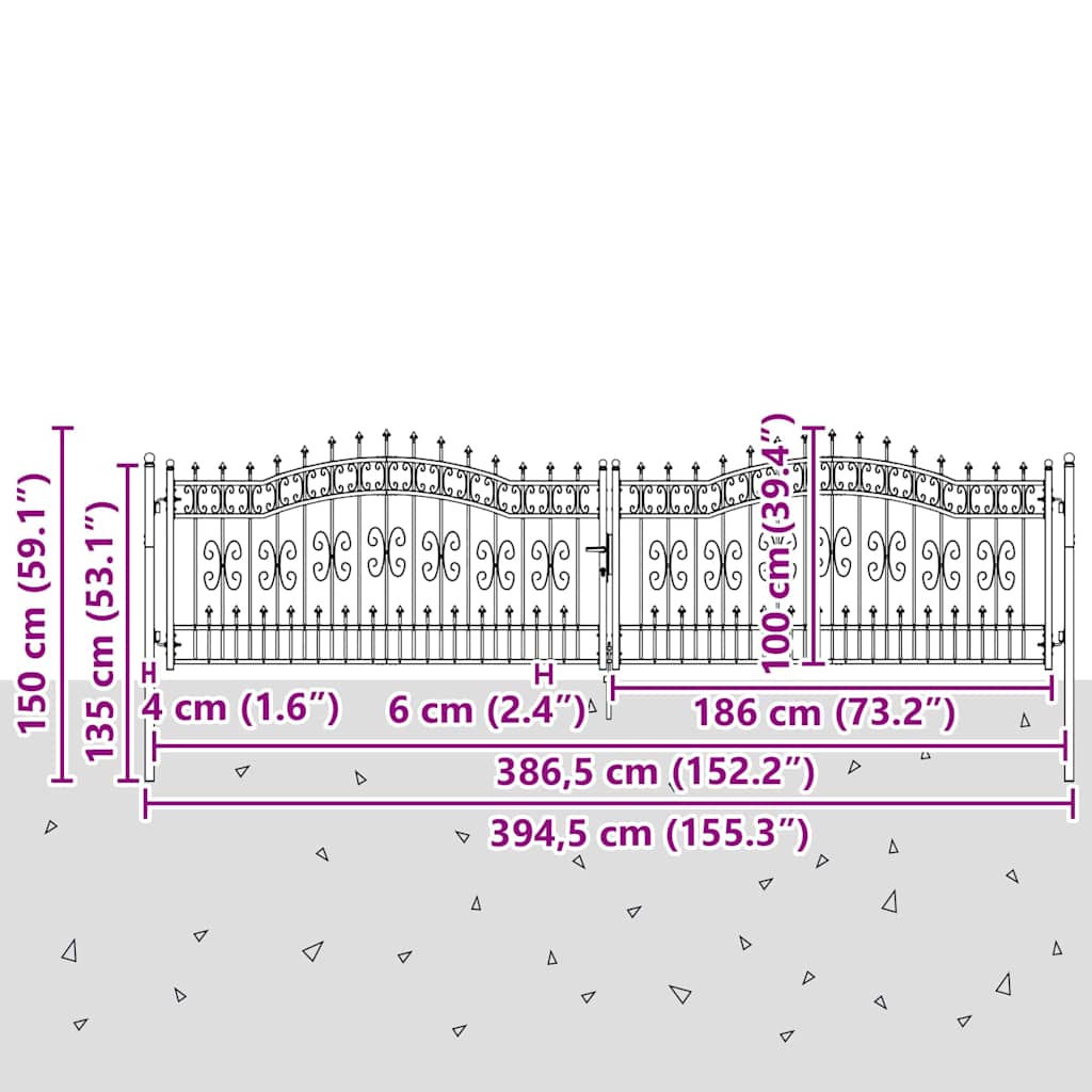 Aitaovi Kärkiyksiköllä Kampen 404 X 100 Cm Teräs Harmaa