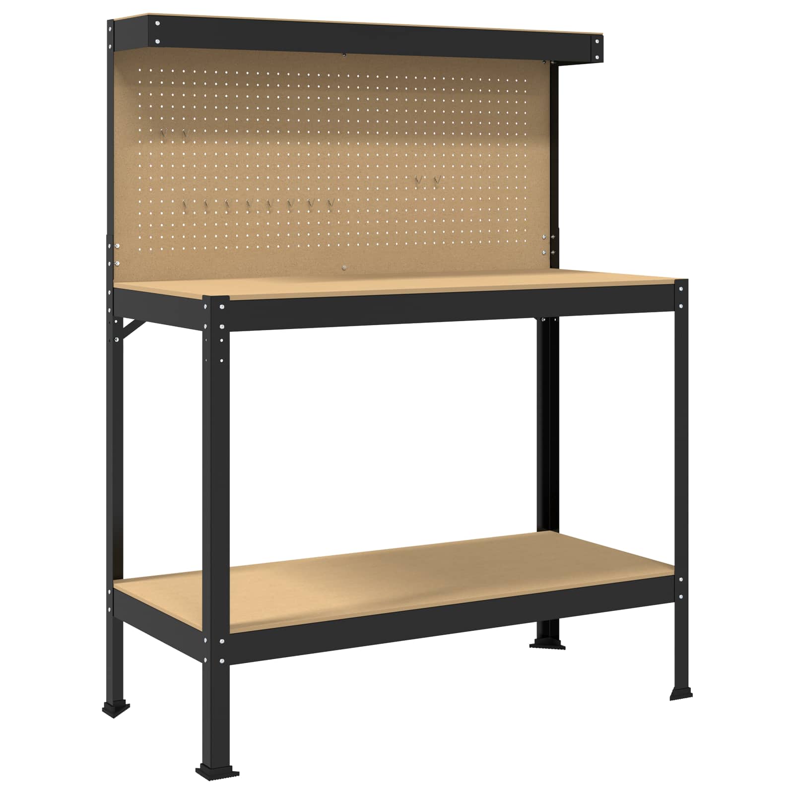 Työpöytä Musta 114 X 54 X 145 Cm Merkityltään Puu Ja Metalli