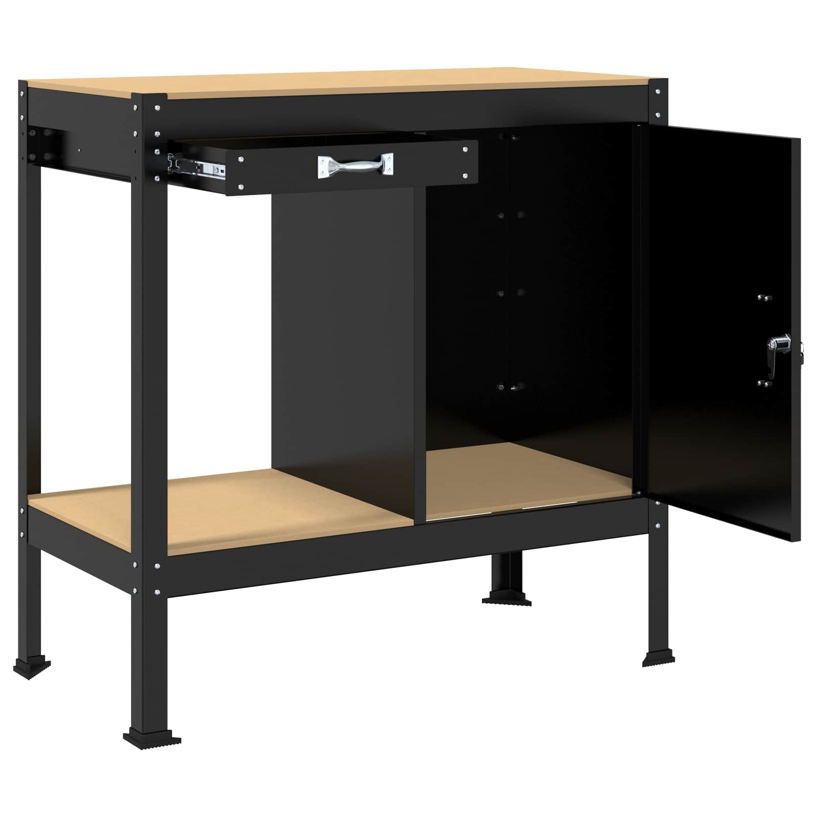 Työpöytä Musta 90 X 49 X 91 Cm Merkityltään Puu Ja Metalli