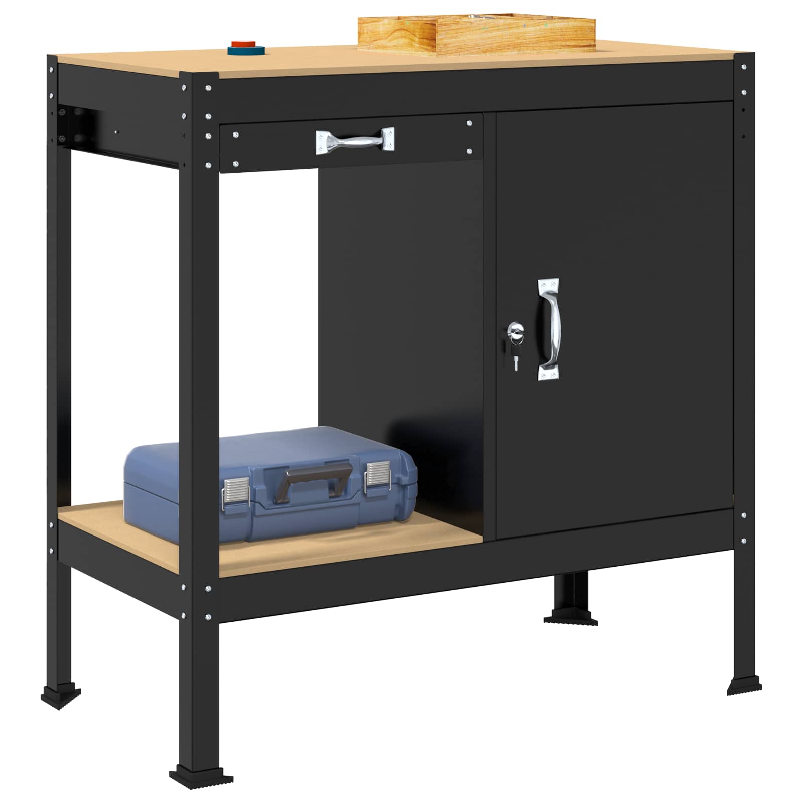 Työpöytä Musta 90 X 49 X 91 Cm Merkityltään Puu Ja Metalli