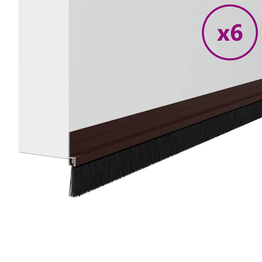 Itsekiinnittyvät Oven Harjatiivisteet 6 Pcs Ruskea 100 Cm