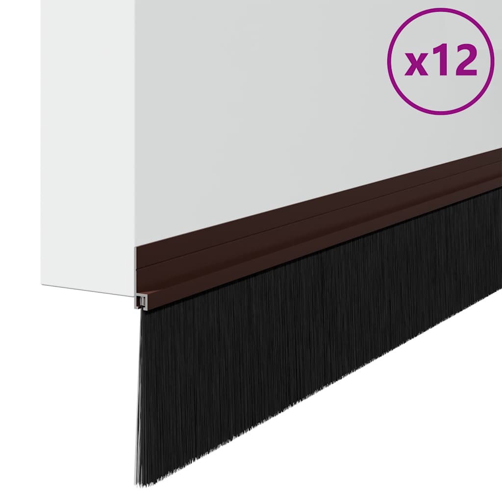 Itsekiinnittyvät Oven Harjatiivisteet 12 Pcs Ruskea 100 Cm