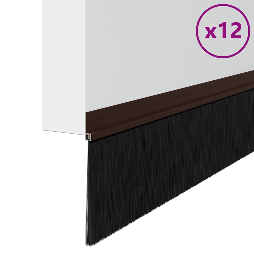 Itsekiinnittyvät Oven Harjatiivisteet 12 Pcs Ruskea 100 Cm