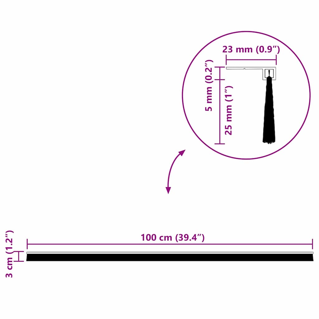 Itsekiinnittyvät Oven Harjatiivisteet 2 Pcs Hopea 100 Cm