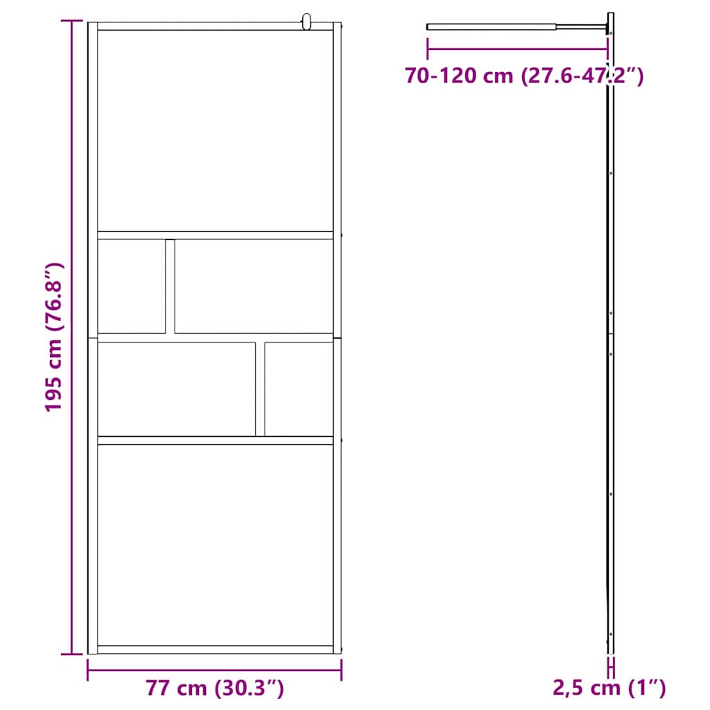 Kävelykylpyhuoneen Seinä Musta 80 X 195 X 0.5 Cm