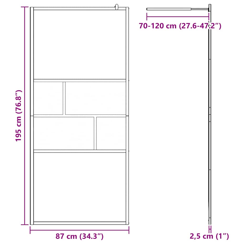 Kävelykylpyhuoneen Seinä Musta 90 X 195 X 0,5 Cm