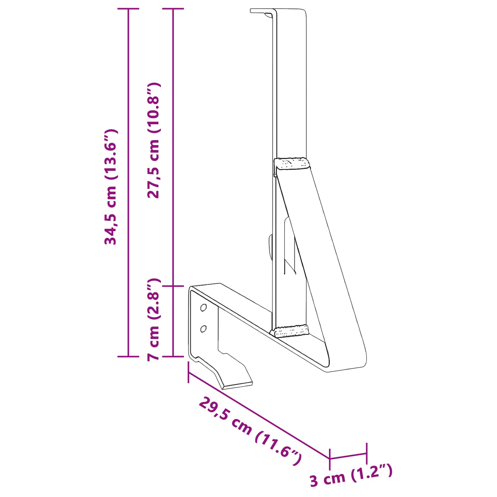 Lumilukon Tuki 2 Pcs Antrasiitti 29,5 X 3 X 34,5 Cm Teräs