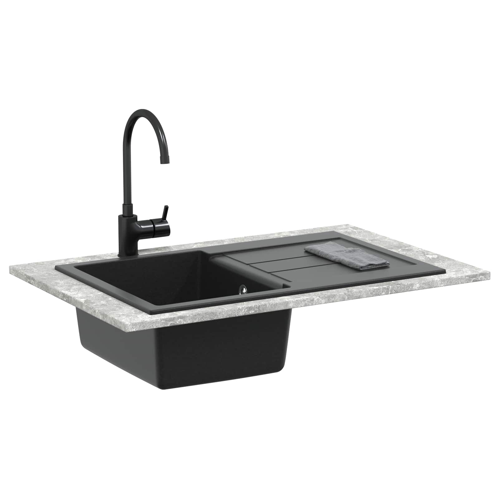 Allas Musta 780 X 500 Mm 80% Kvartsia Ja 20% Hartsia
