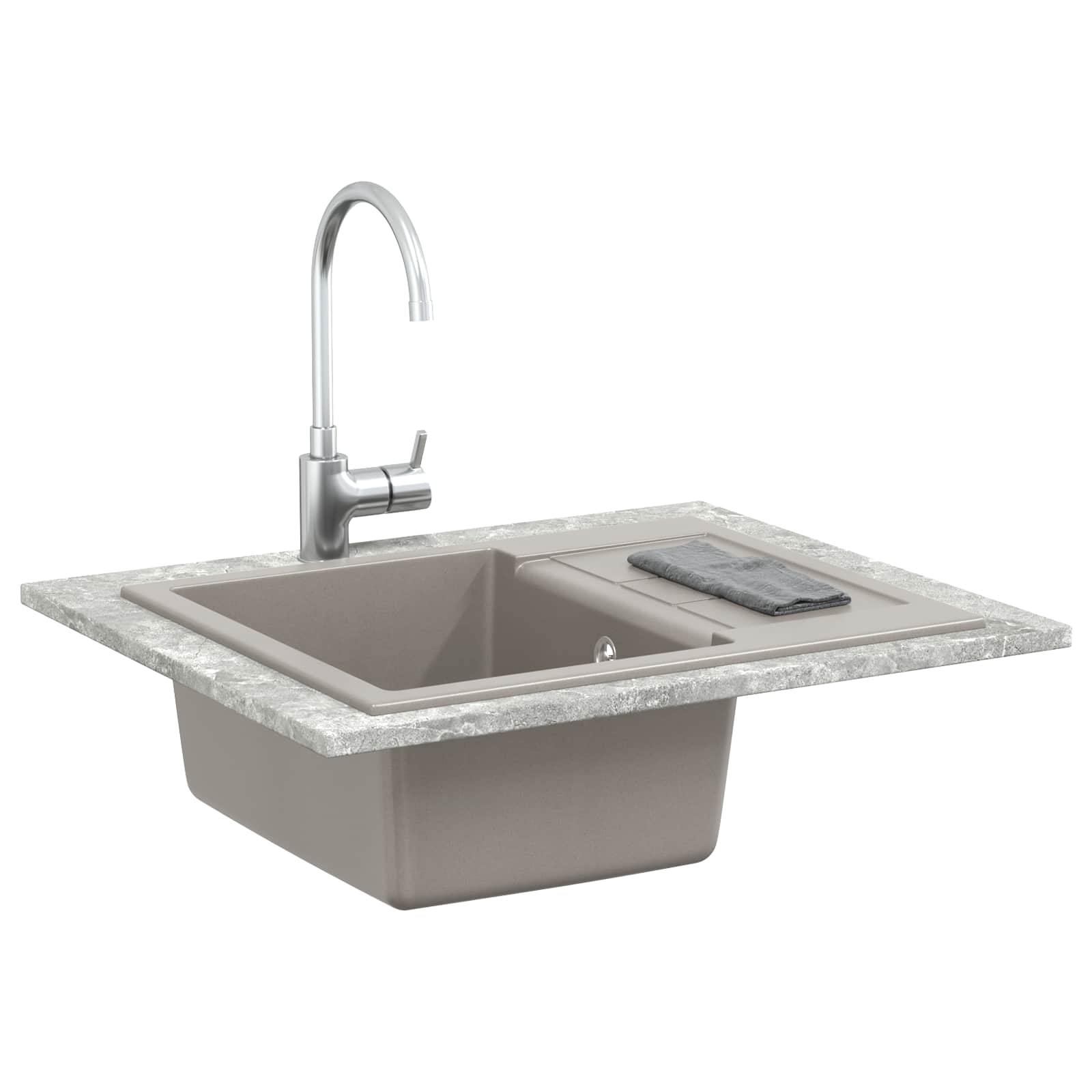 Allas Harmaa 620 X 500 Mm 80% Kvartsia Ja 20% Hartsia