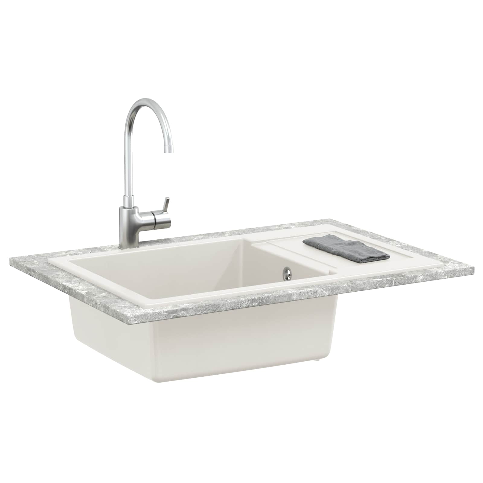 Allas Valkoinen 780 X 500 Mm 80% Kvartsia Ja 20% Hartsia