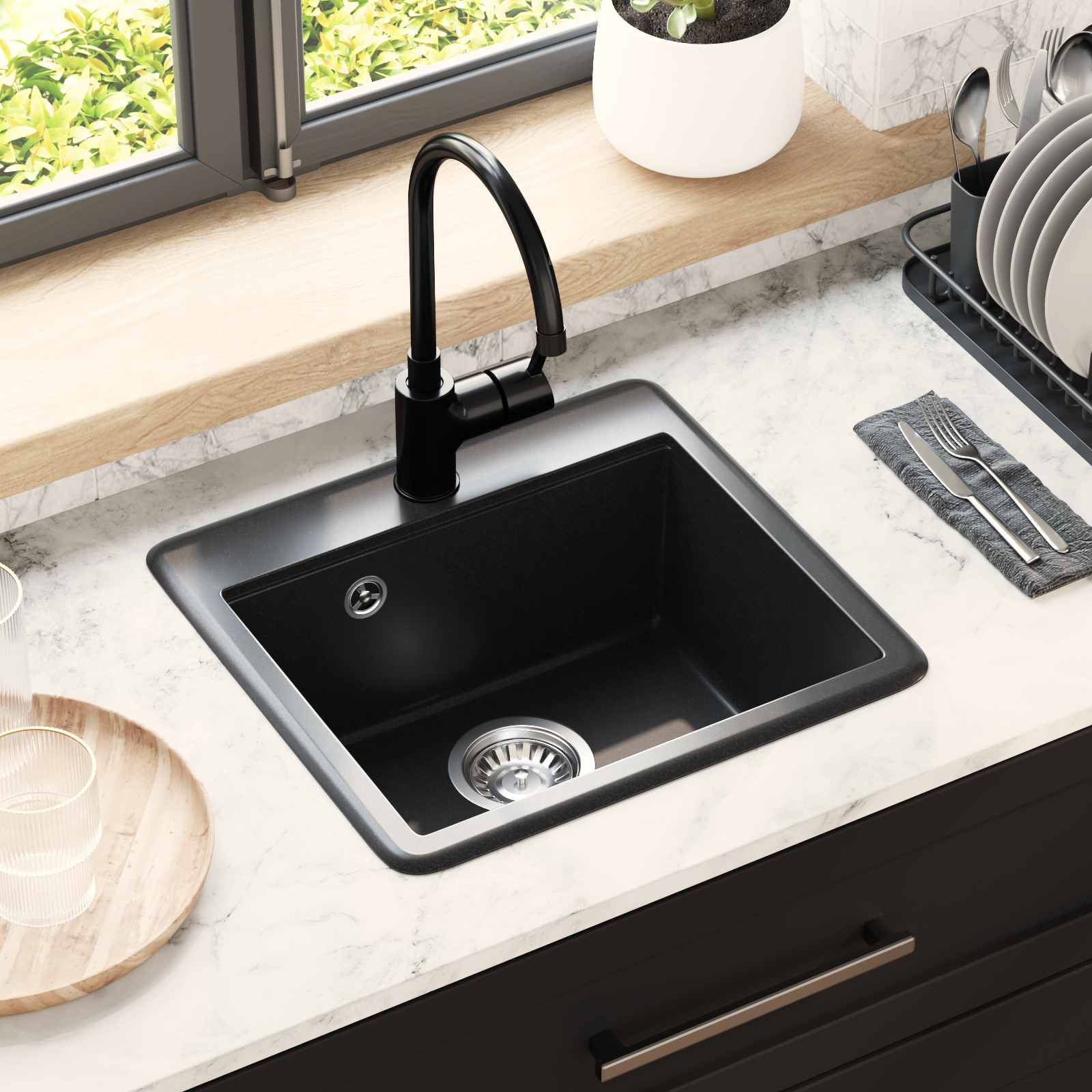 Allas Musta 470 X 440 Mm Graniitti