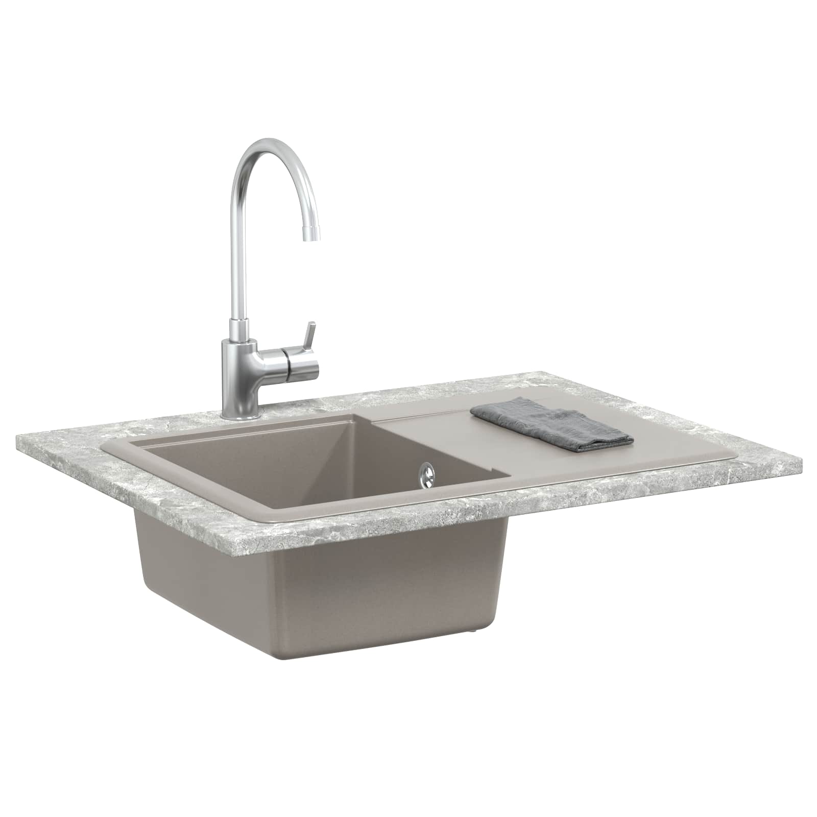 Allas Harmaa 670 X 460 Mm 80% Kvartsia Ja 20% Hartsia