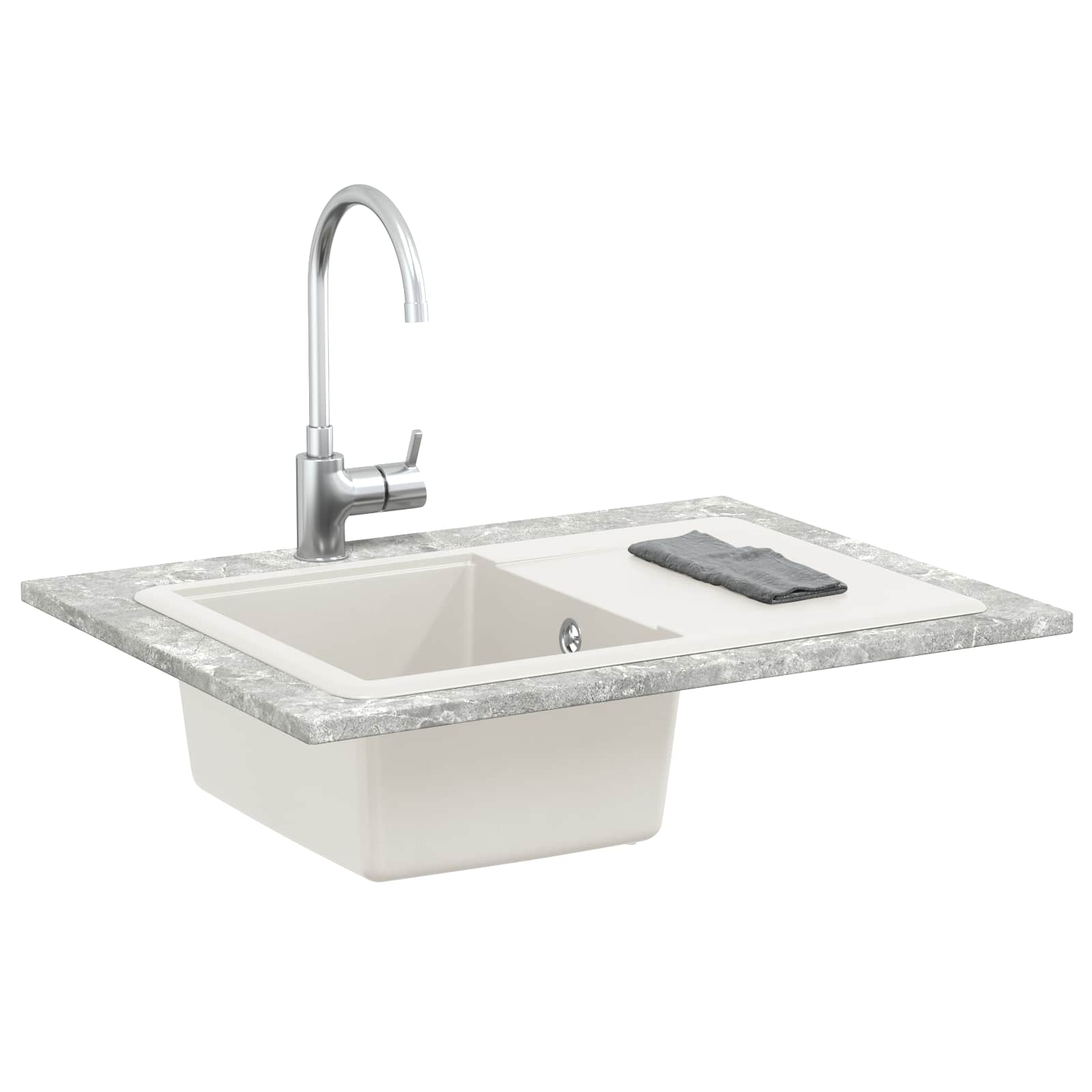 Allas Valkoinen 670 X 460 Mm 80% Kvartsia Ja 20% Hartsia
