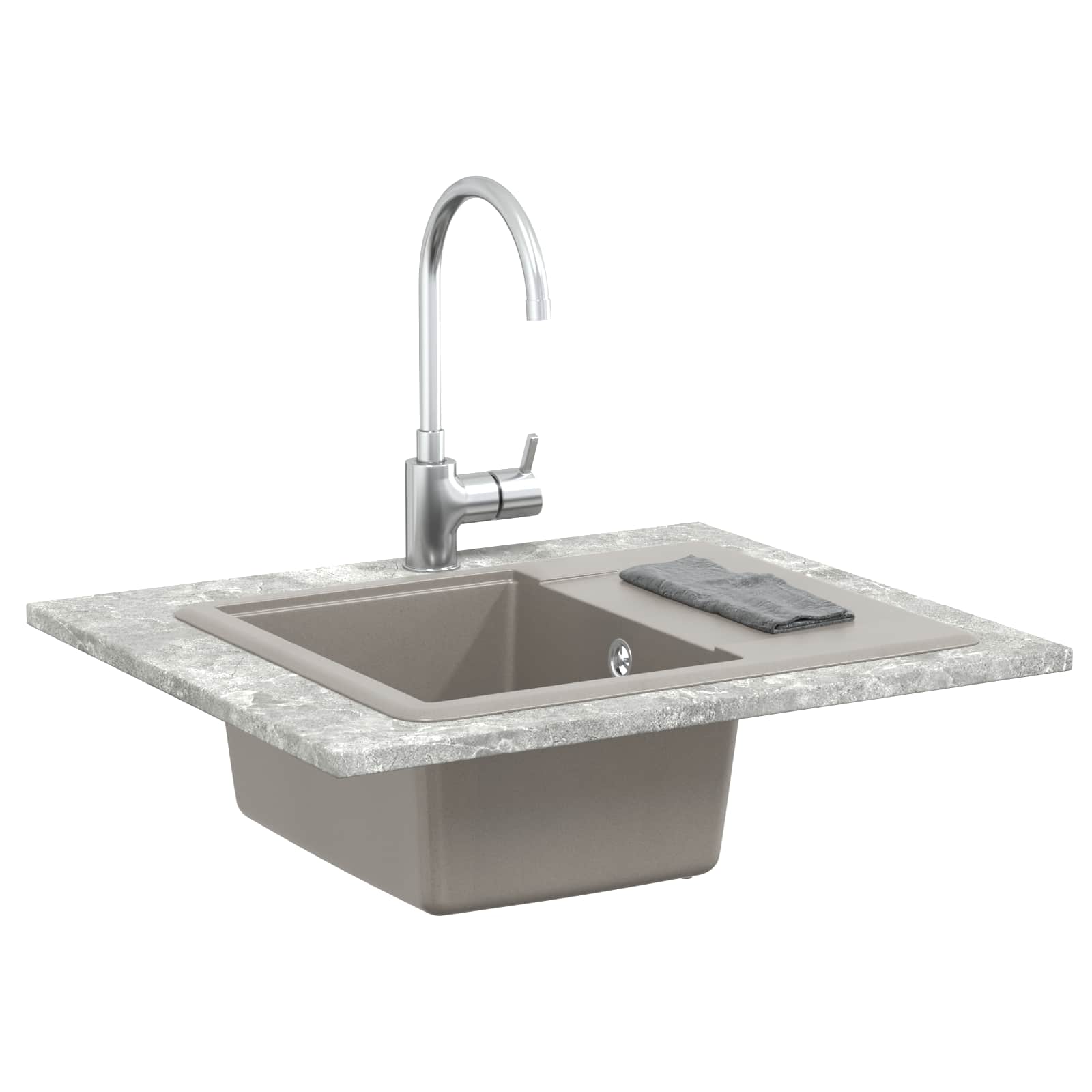 Allas Harmaa 560 X 460 Mm 80% Kvartsia Ja 20% Hartsia