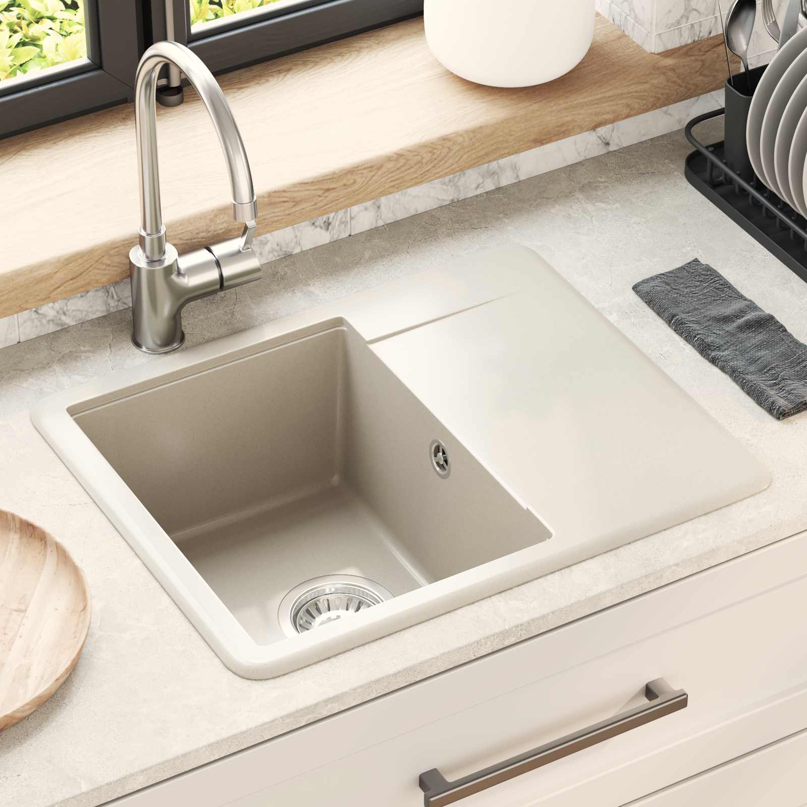 Allas Beige 560 X 460 Mm 80% Kvartsia Ja 20% Hartsia