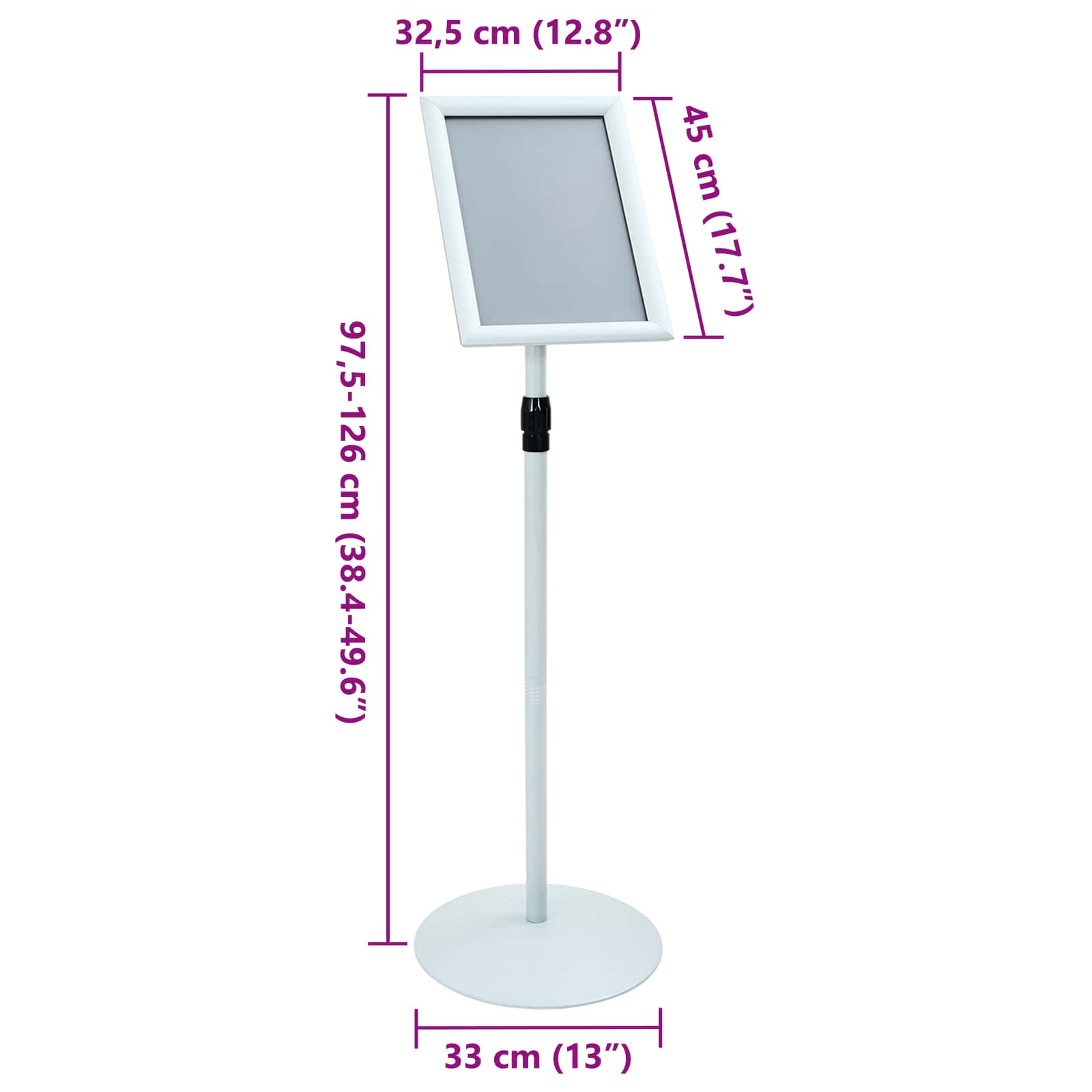 Pedestaali Juliste Teline Hopea 33 X 33 X 126 Cm Pvc Ja Teräs