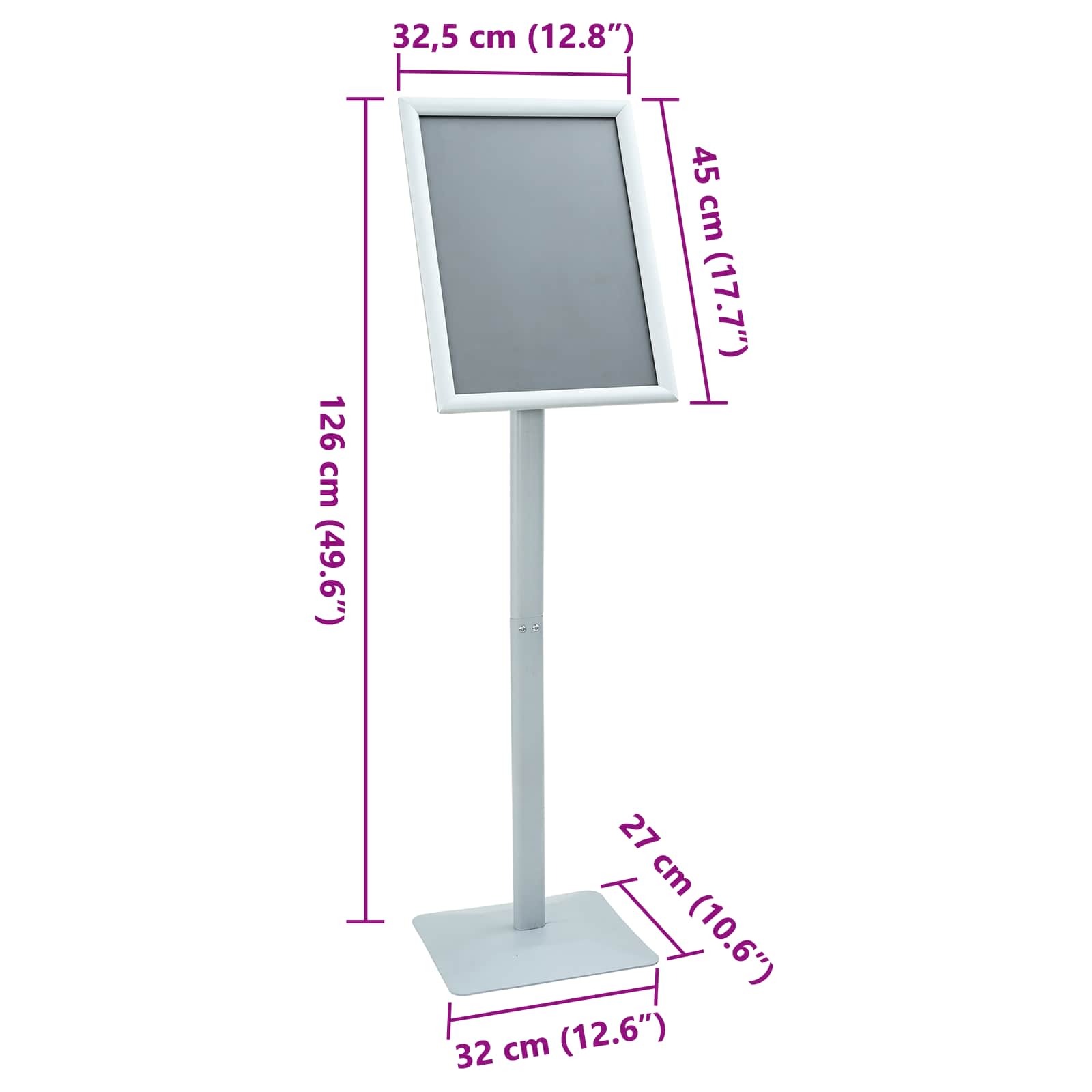 Pedestaali Juliste Teline Hopea 32,5 X 27 X 126 Cm Valurauta