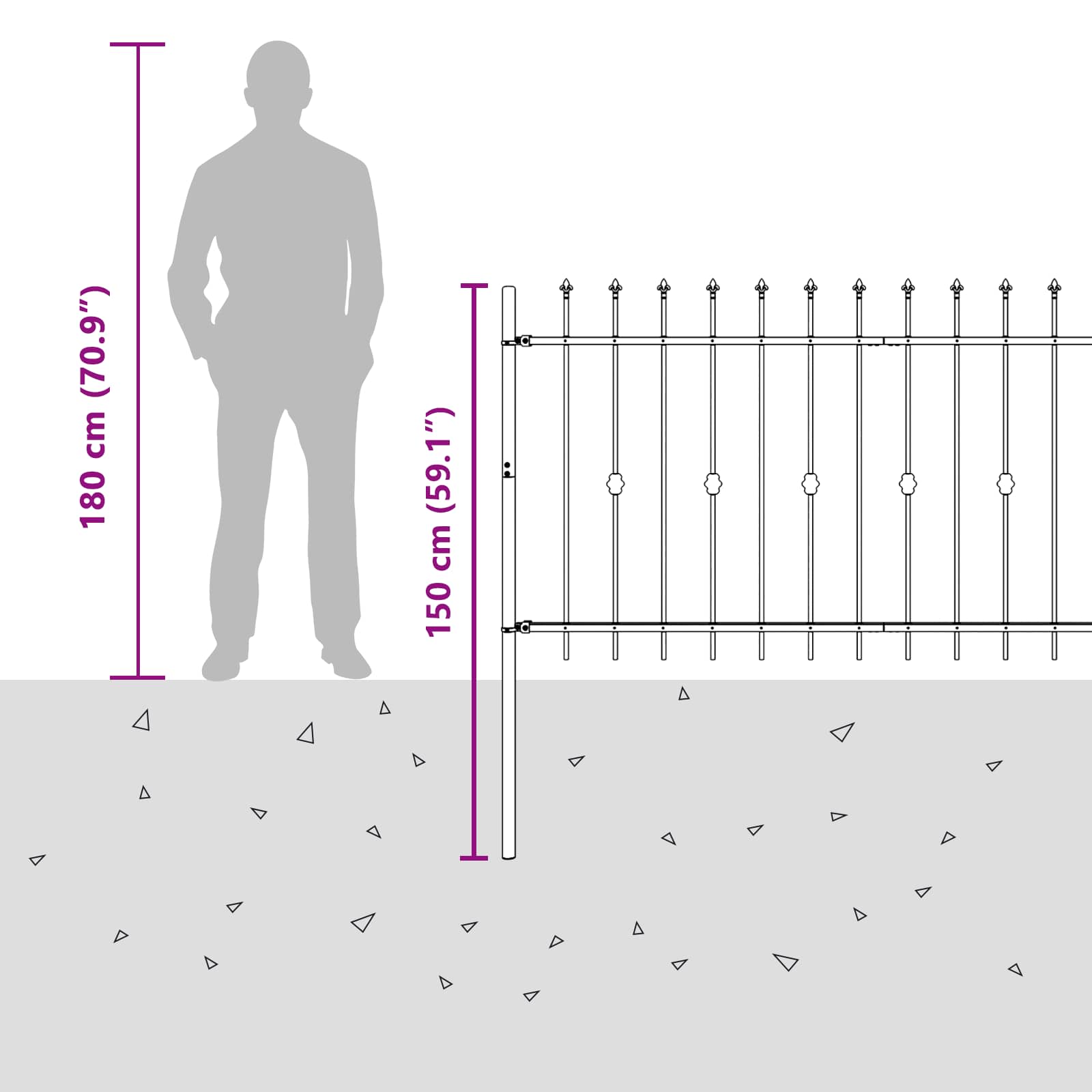 Piikkikaide Asten Musta 200 X 150 Cm Jauhemaalattu Teräs
