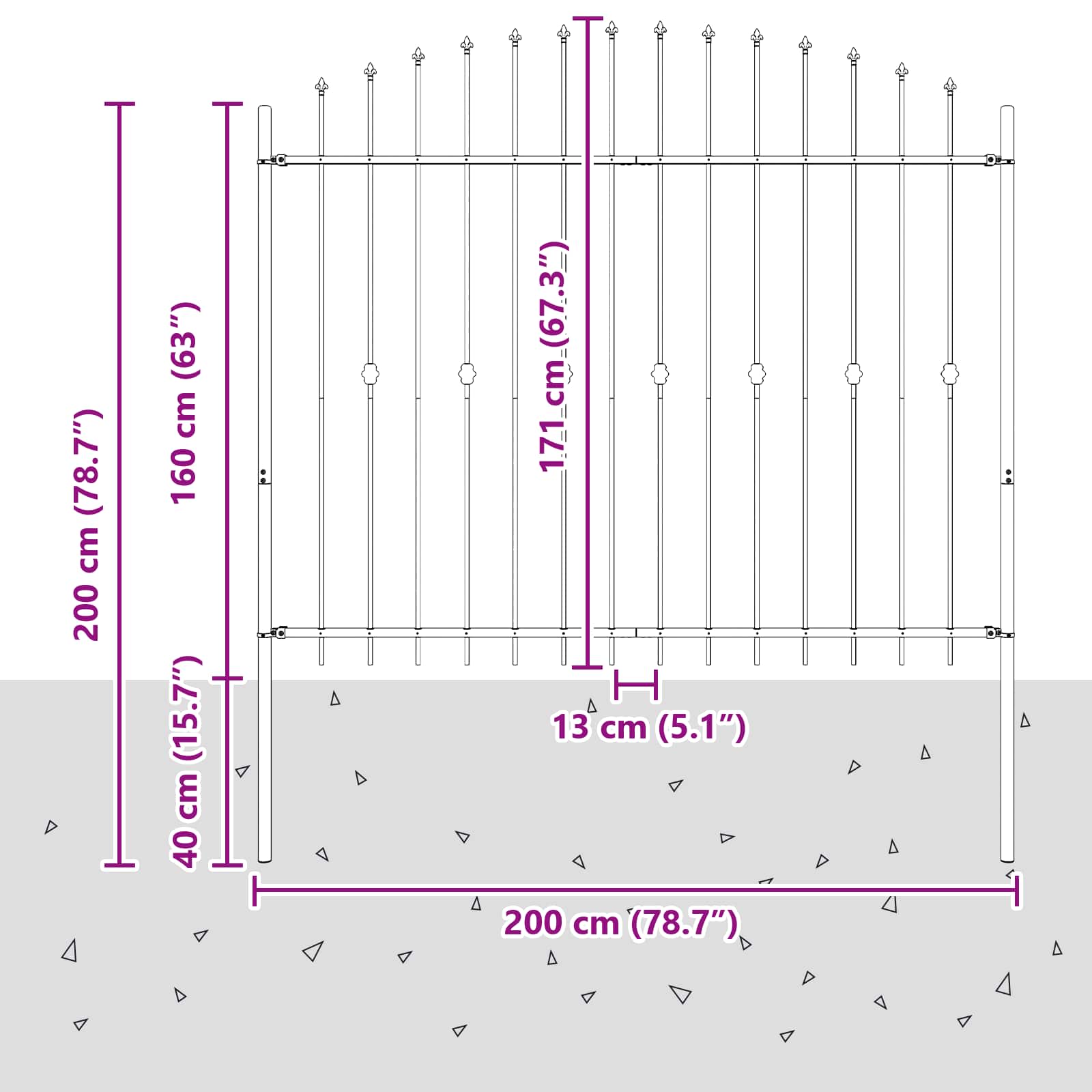 Piikkikaide Asten Musta 200 X 200 Cm Jauhemaalattu Teräs
