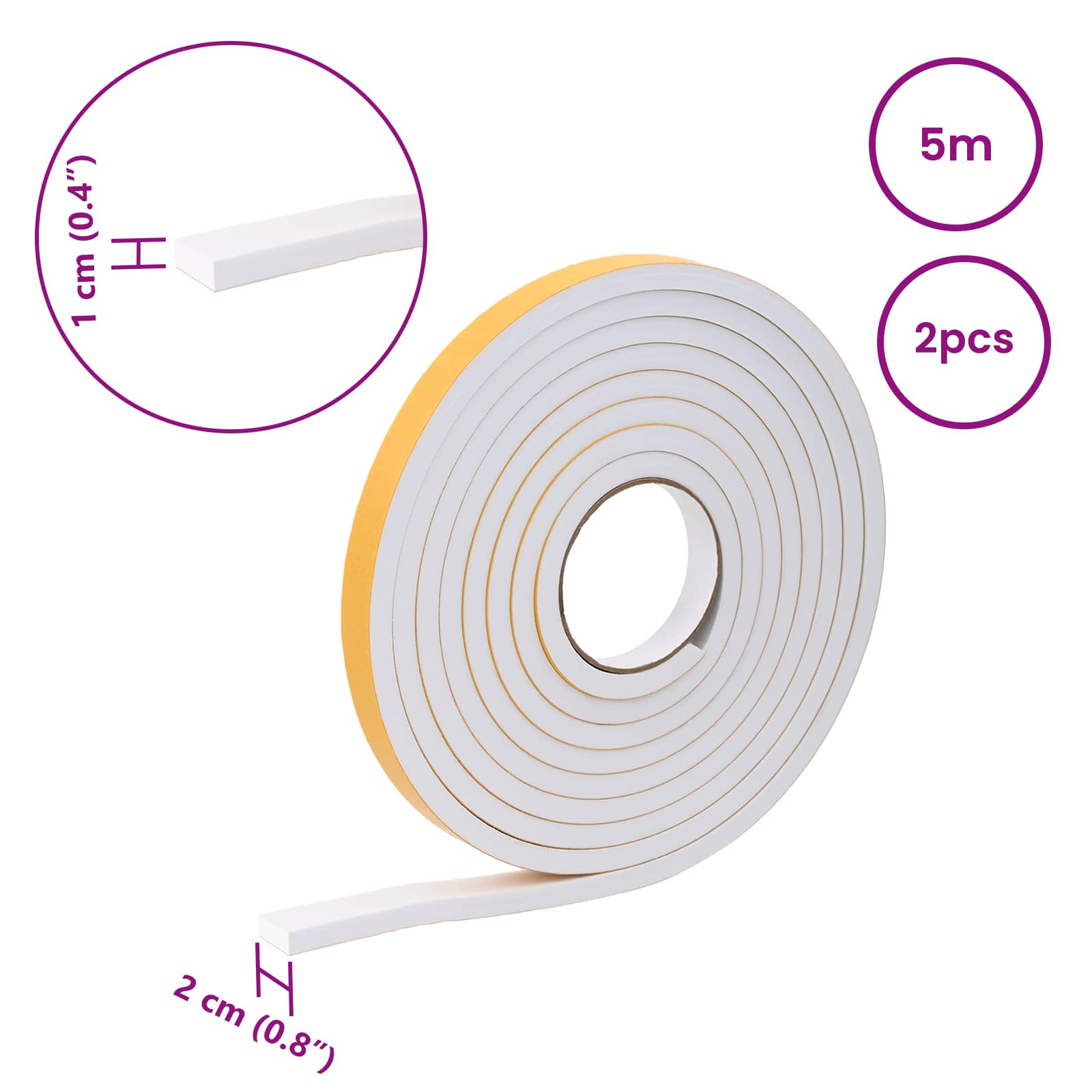 Itsekiinnittyvä Vaahtoteippi 2 Pcs Valkoinen 20Mm X 5M Cr-Vahto