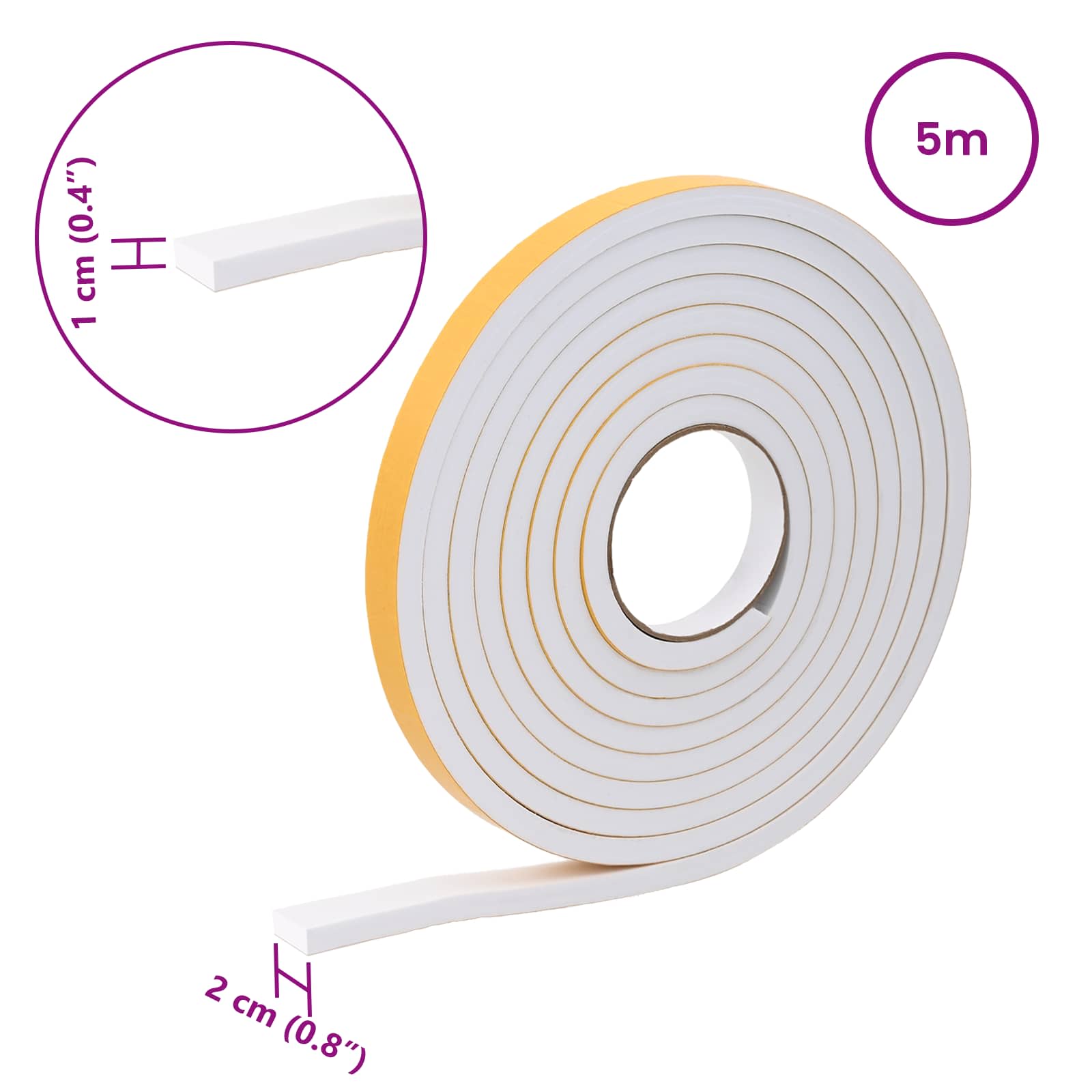 Itsekiinnittyvä Vaahtoteippi 20 Pcs Valkoinen 20Mm X 5M