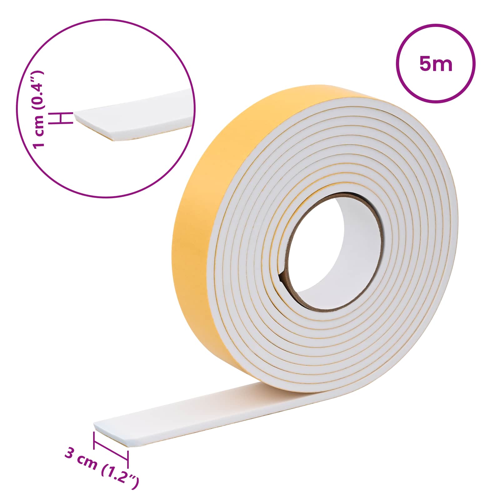 Itsekiinnittyvä Vaahtoteippi 10 Pcs Valkoinen 30Mm X 5M