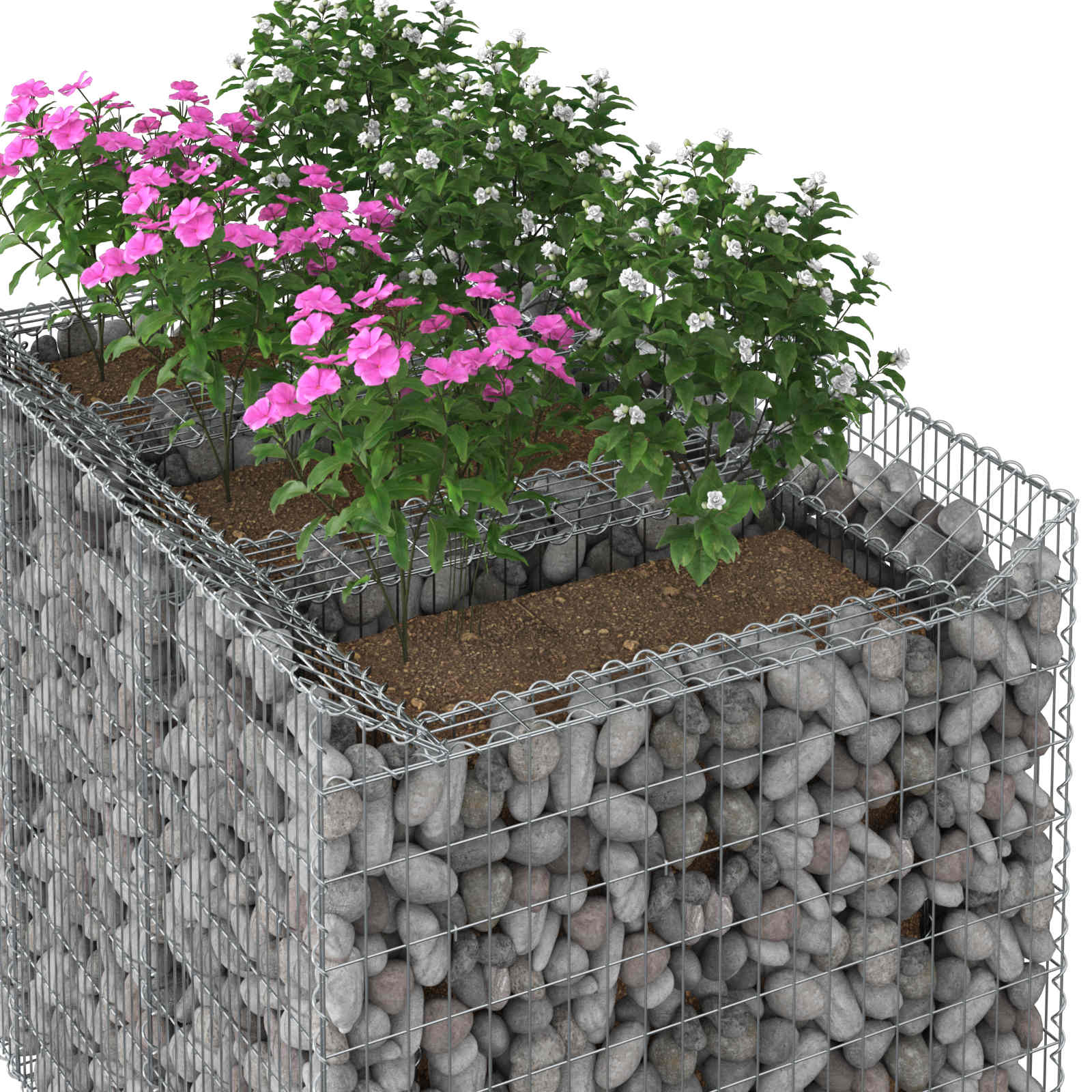 Gabion Kohotettu Peti 2 Pcs Hopea