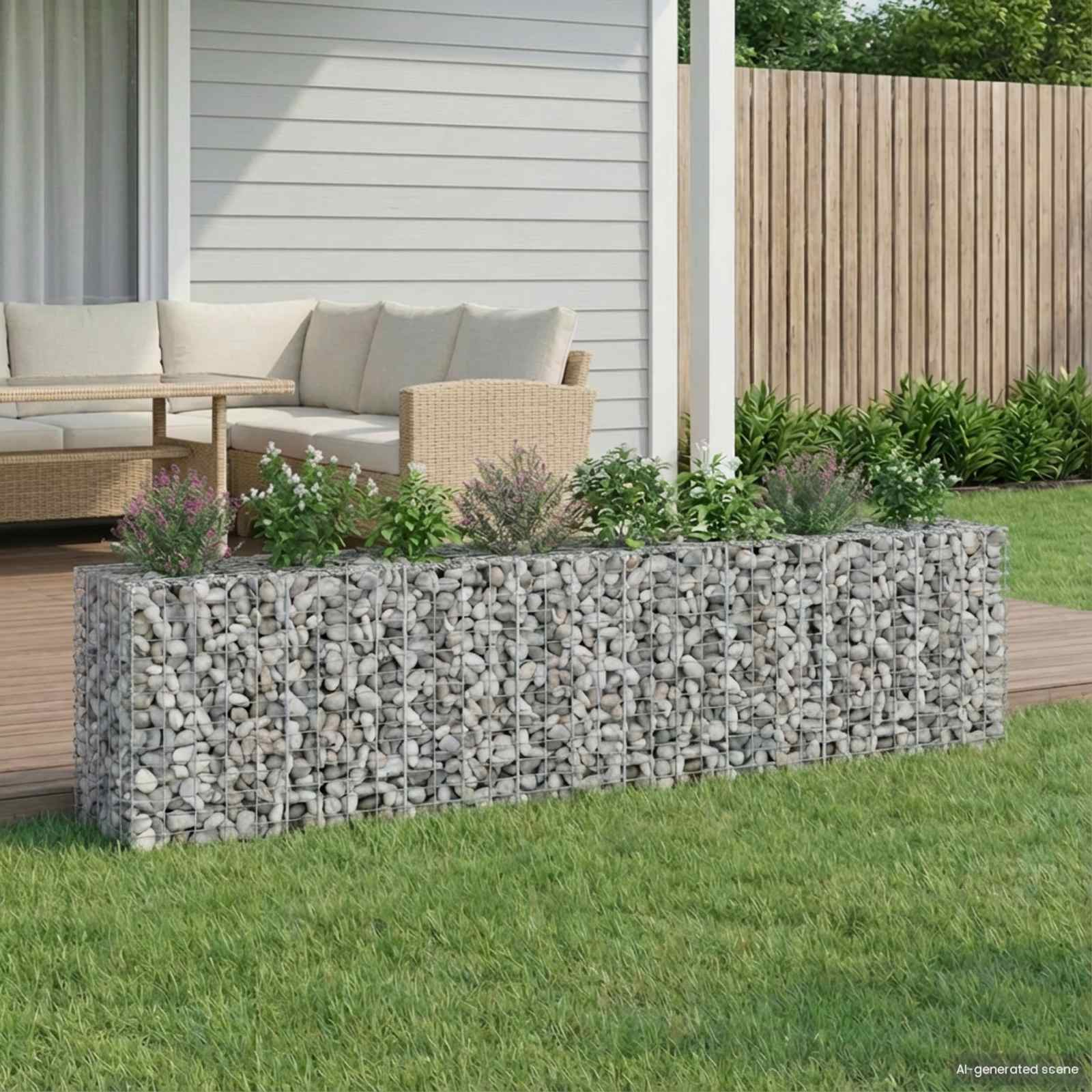 Gabion Kohotettu Peti 2 Pcs Hopea