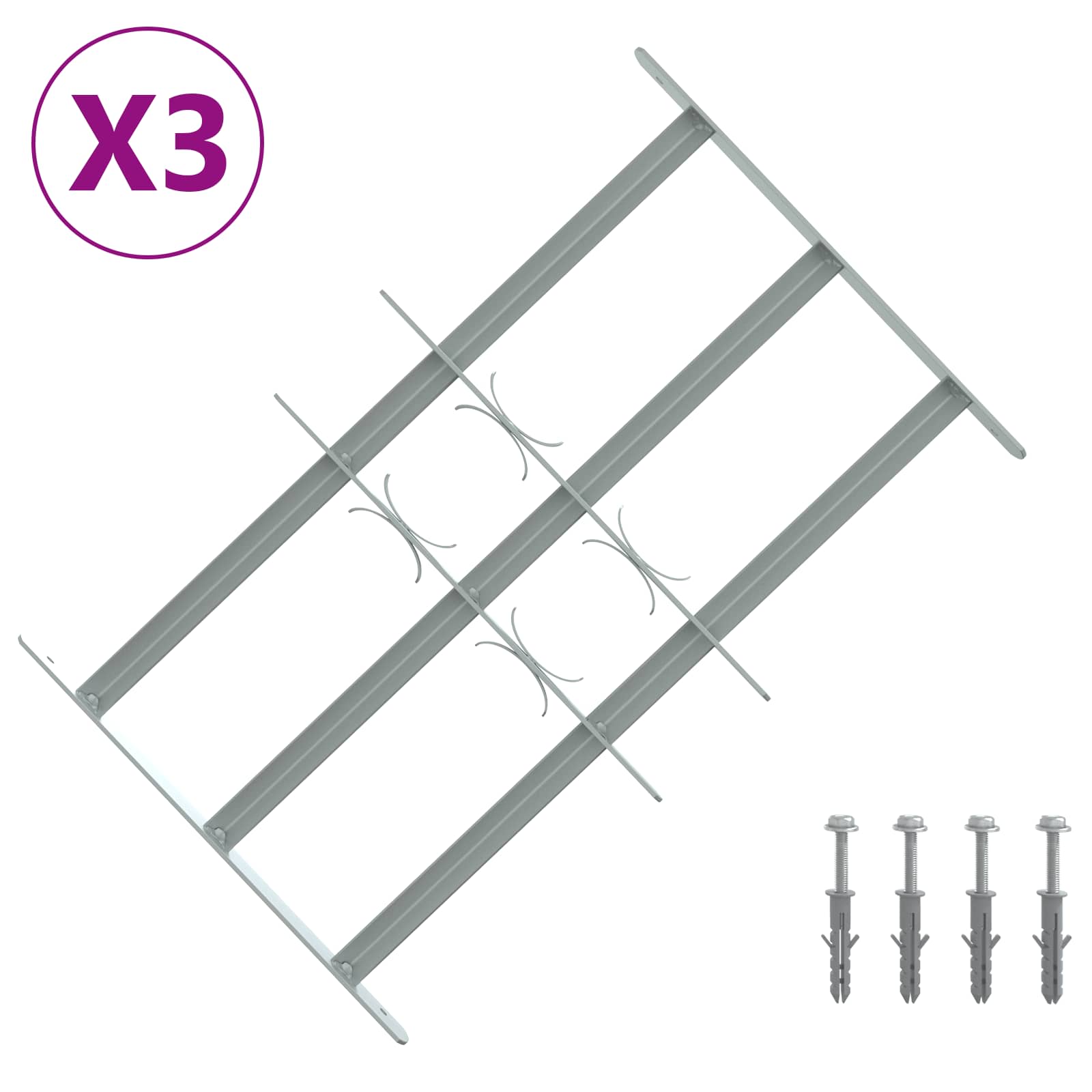 Ikkunoiden Turvaverkko 3 Ristikkopalkilla 3 Pcs 430-740 Mm