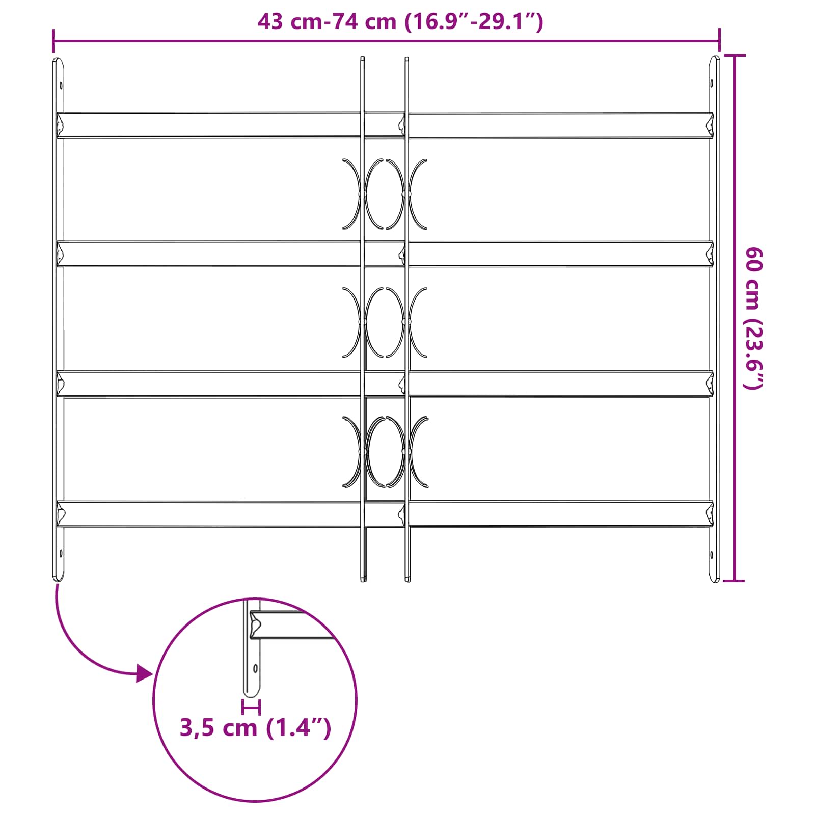 Turvaverkko Ikkunoille, Jossa On 4 Poikkipalkkia 3 Pcs