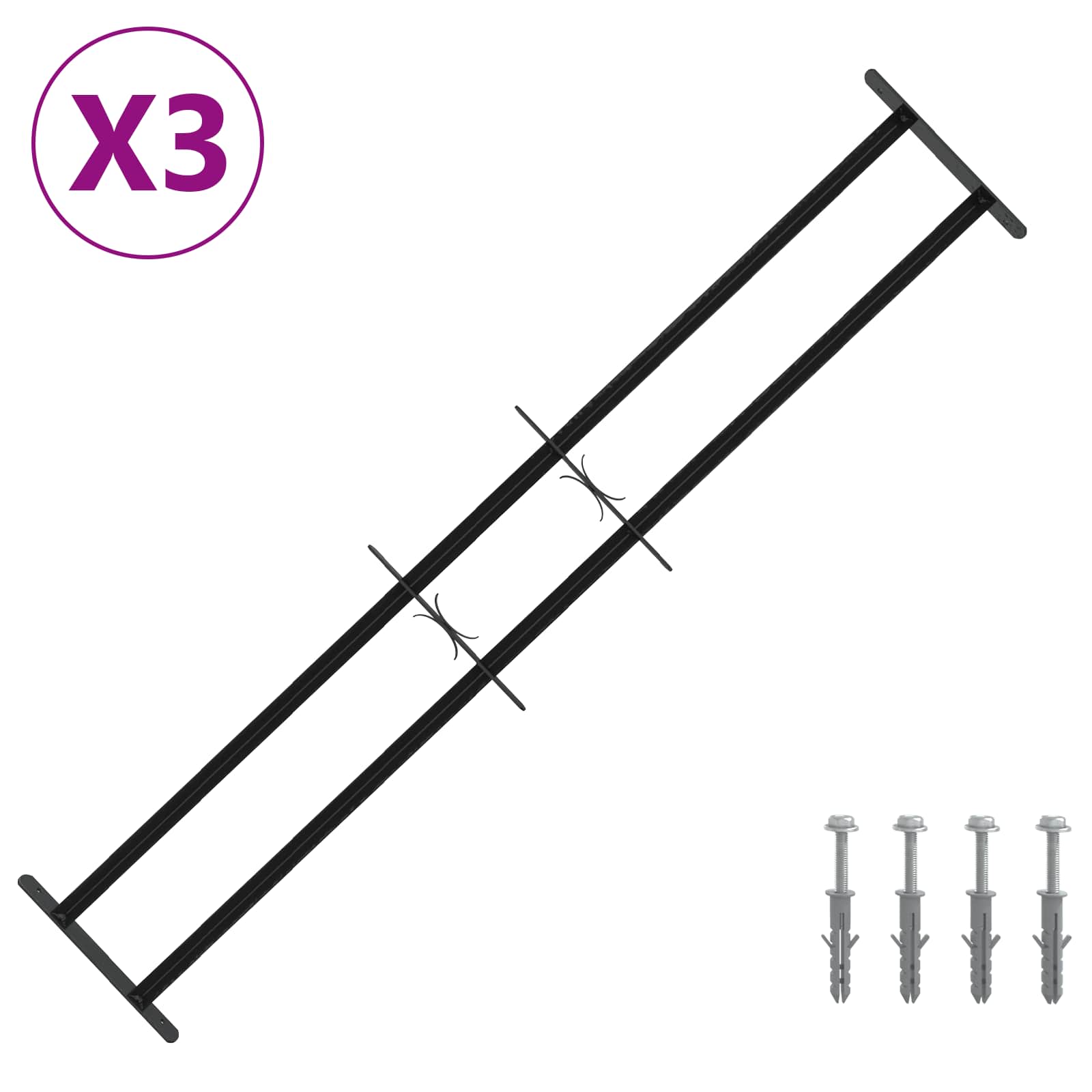 Ik Windowin Turva-Aita Kahdella Poikkitangolla 3 Pcs 93-174 Cm