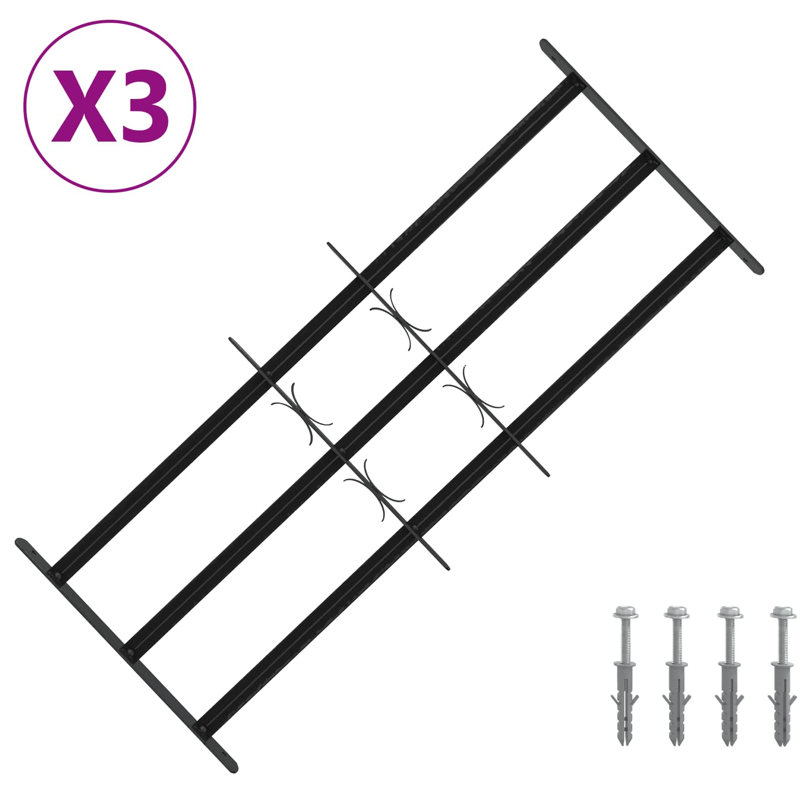 Ikkunoiden Turvaverkko 3 Ristikkopalkilla 3 Pcs 63-114 Cm
