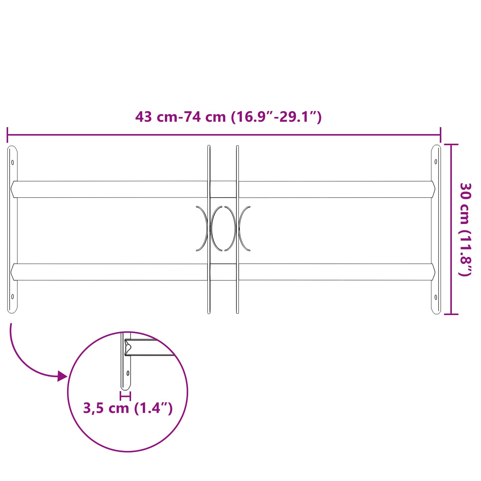Ik Windowin Turva-Aita Kahdella Poikkitangolla 43-74 Cm