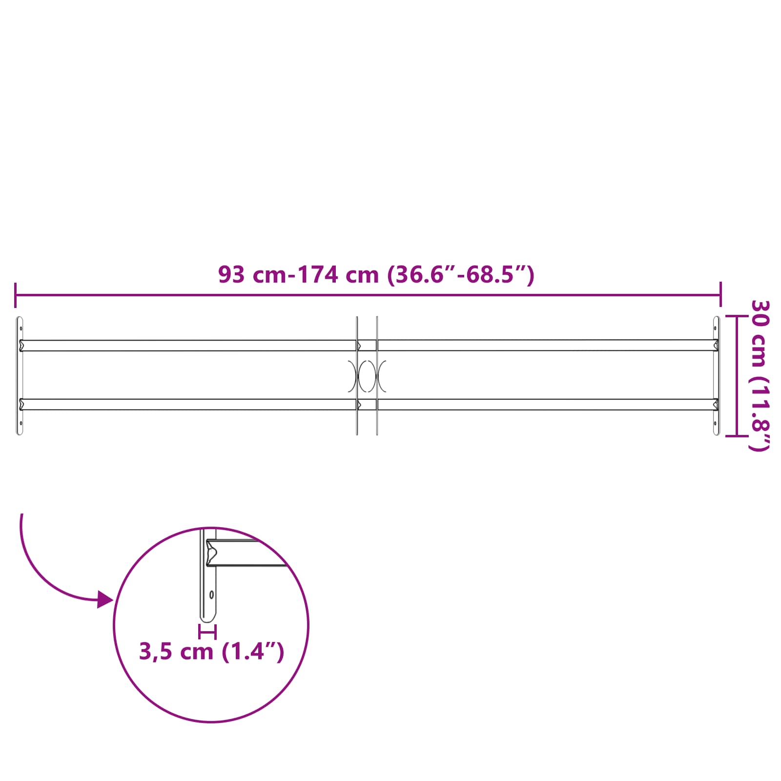 Ik Windowin Turva-Aita Kahdella Poikkitangolla 93-174 Cm