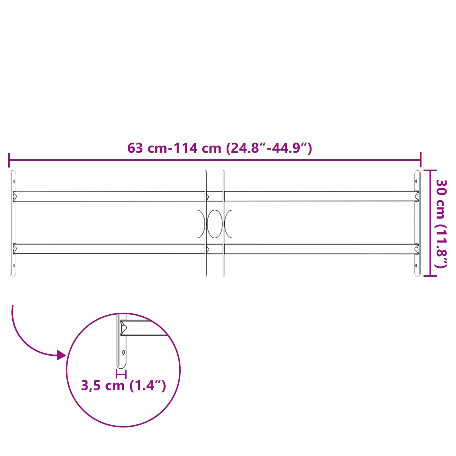 Ik Windowin Turva-Aita Kahdella Poikkitangolla 3 Pcs 63-114 Cm