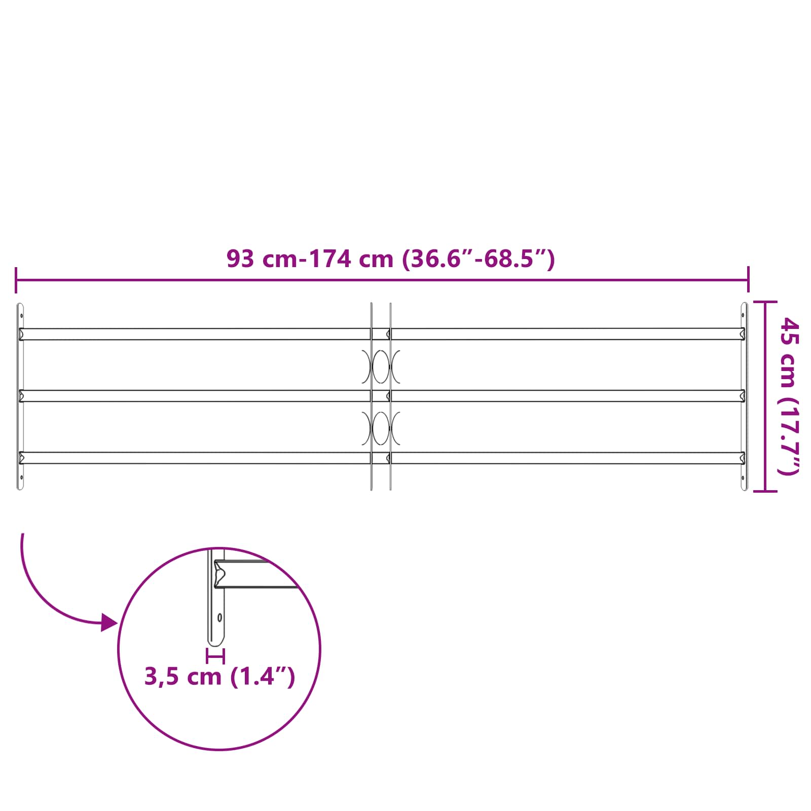 Ikkunoiden Turvaverkko 3 Ristikkopalkilla 3 Pcs 93-174 Cm