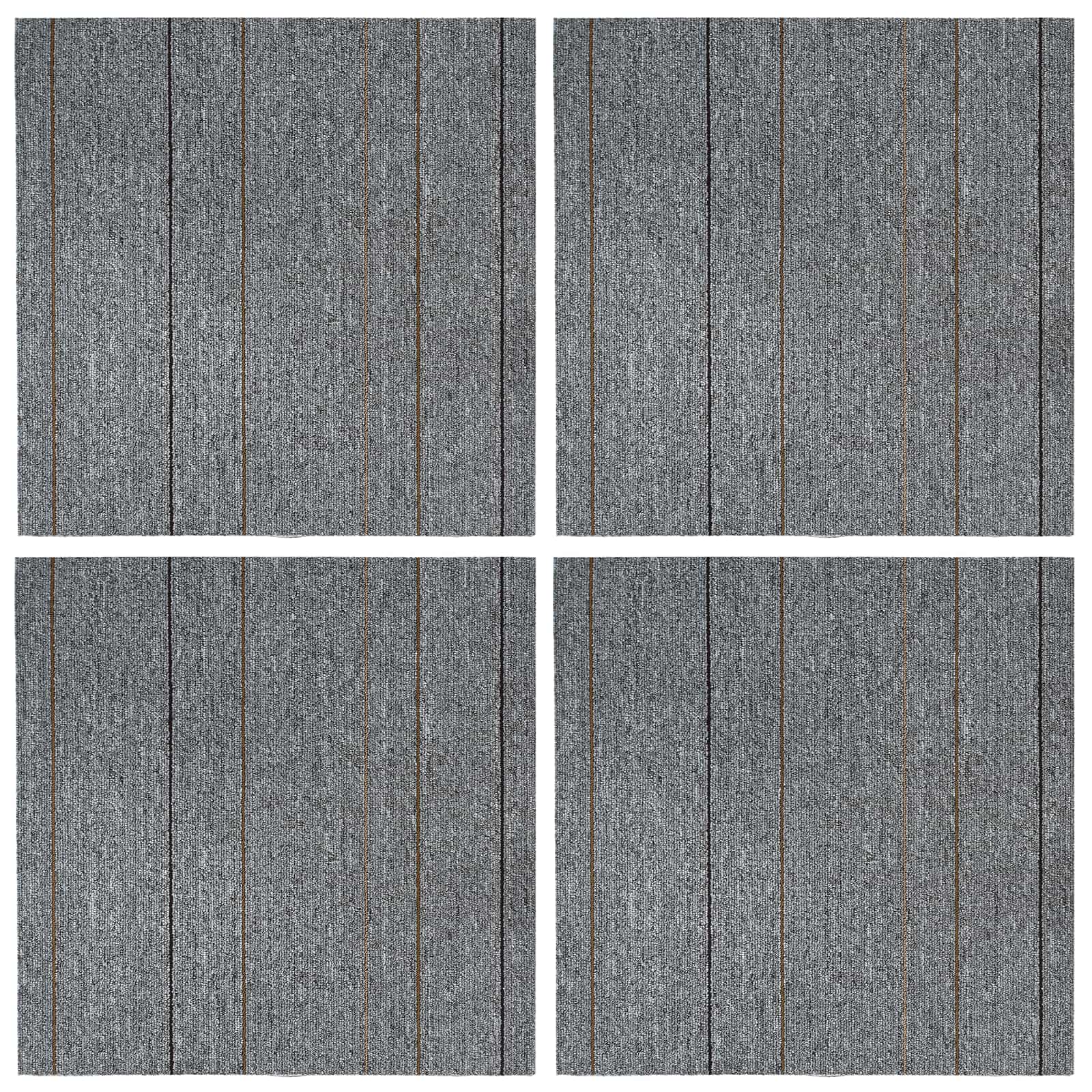 Matto Laatta Vaaleanharmaa Raidalla 50 X 50 Cm 4 Pcs