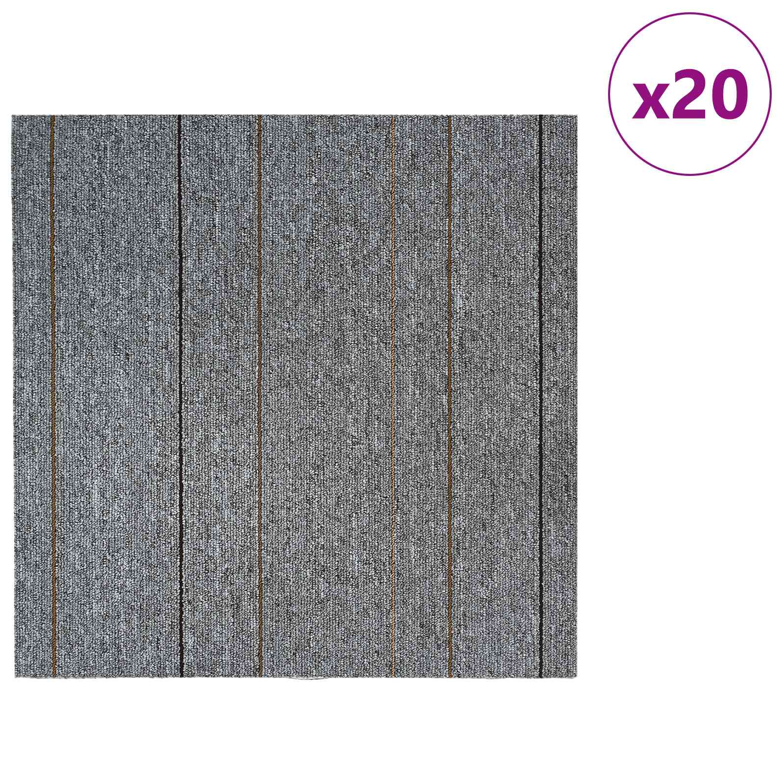 Matto Laatta Vaaleanharmaa Raidallisella 50 X 50 Cm 20 Pcs