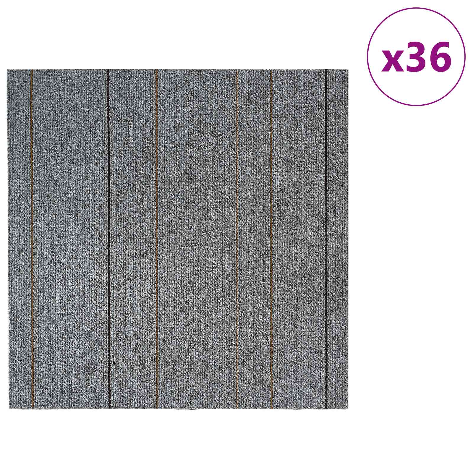 Matto Laatta Vaaleanharmaa Raidallisella 50 X 50 Cm 36 Pcs
