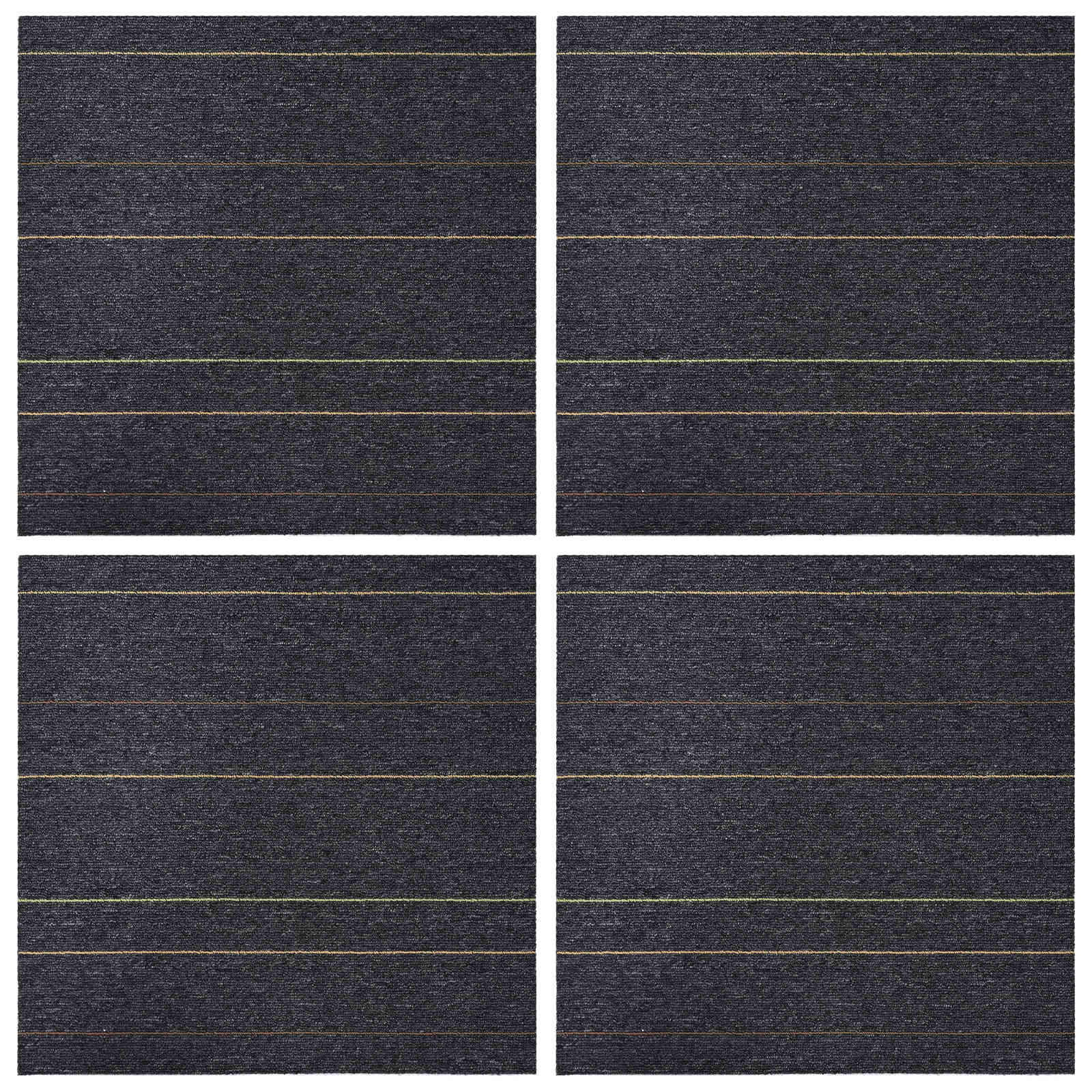 Matto Laatta Tummanharmaa Raidoilla 50 X 50 Cm 4 Pcs
