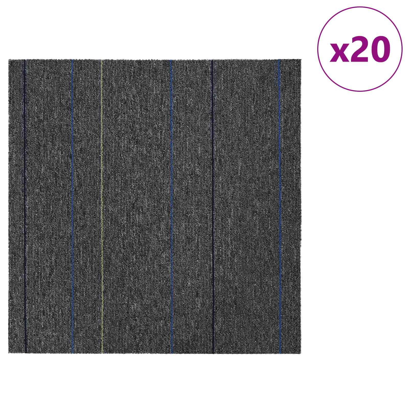 Matto Laatta Keskiharmaa Raidoilla 50 X 50 Cm 20 Pcs