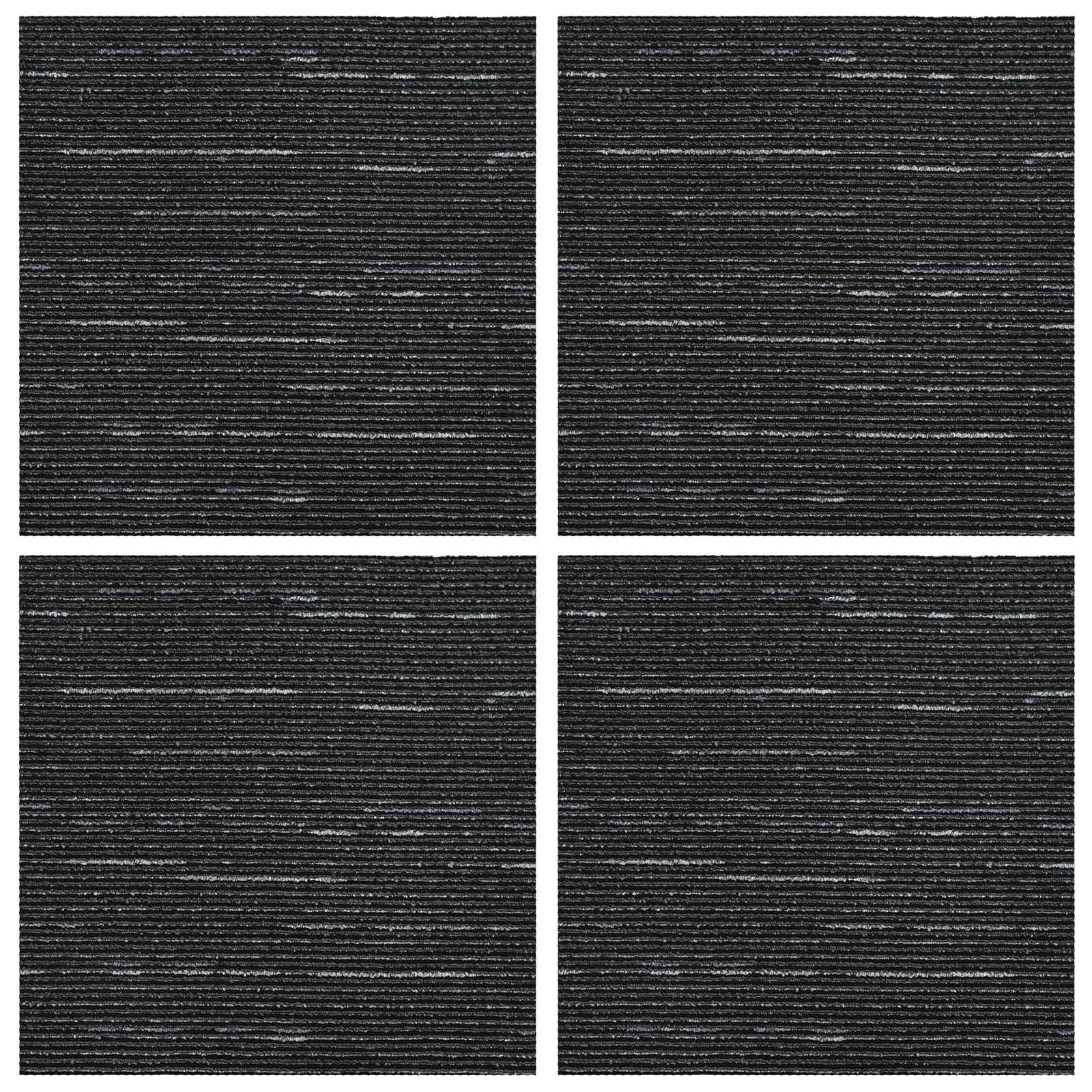 Matto Laatta Raidallinen Musta 50 X 50 Cm 4 Pcs Pp Ja Bitumi
