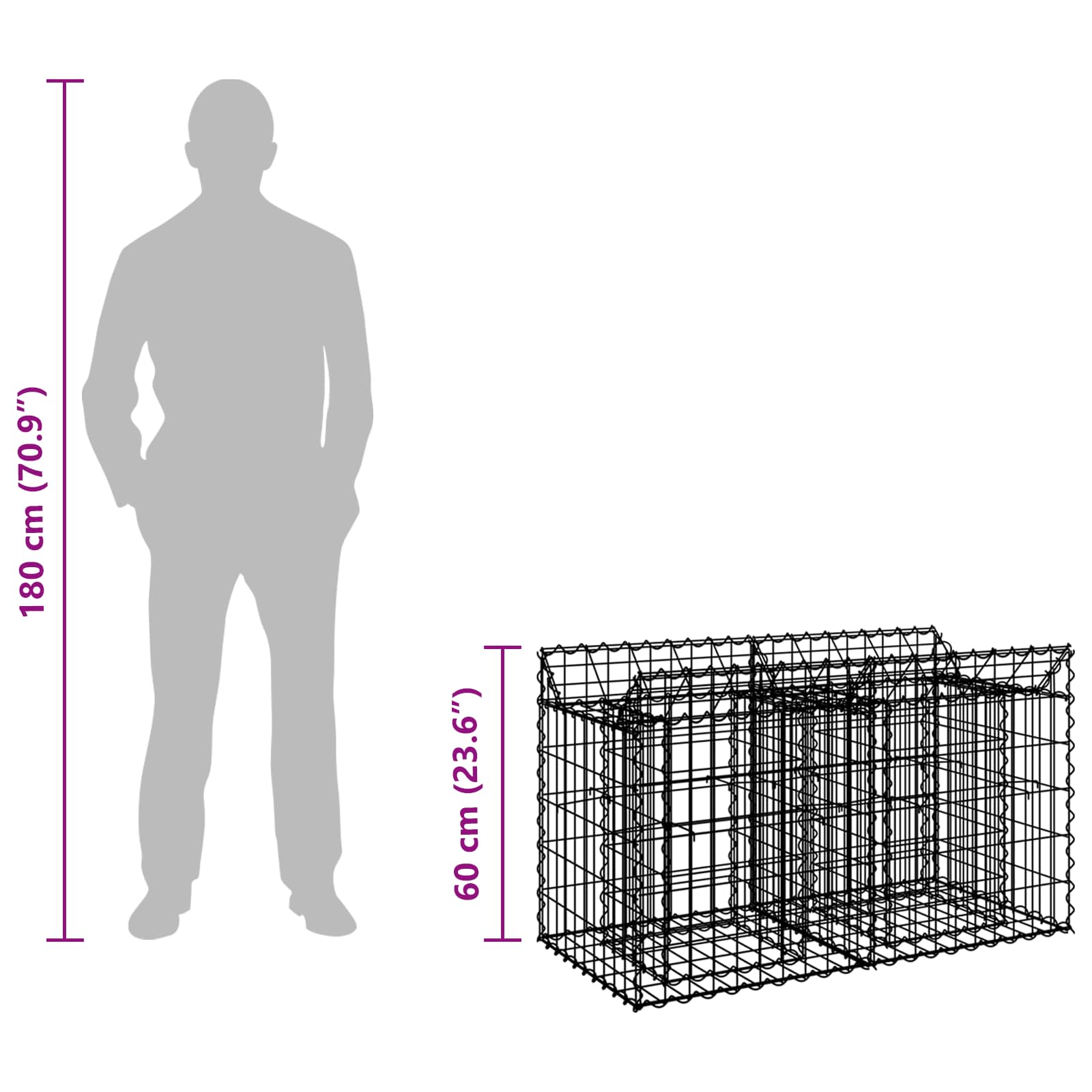 Gabion Kohotettu Peti Hopea