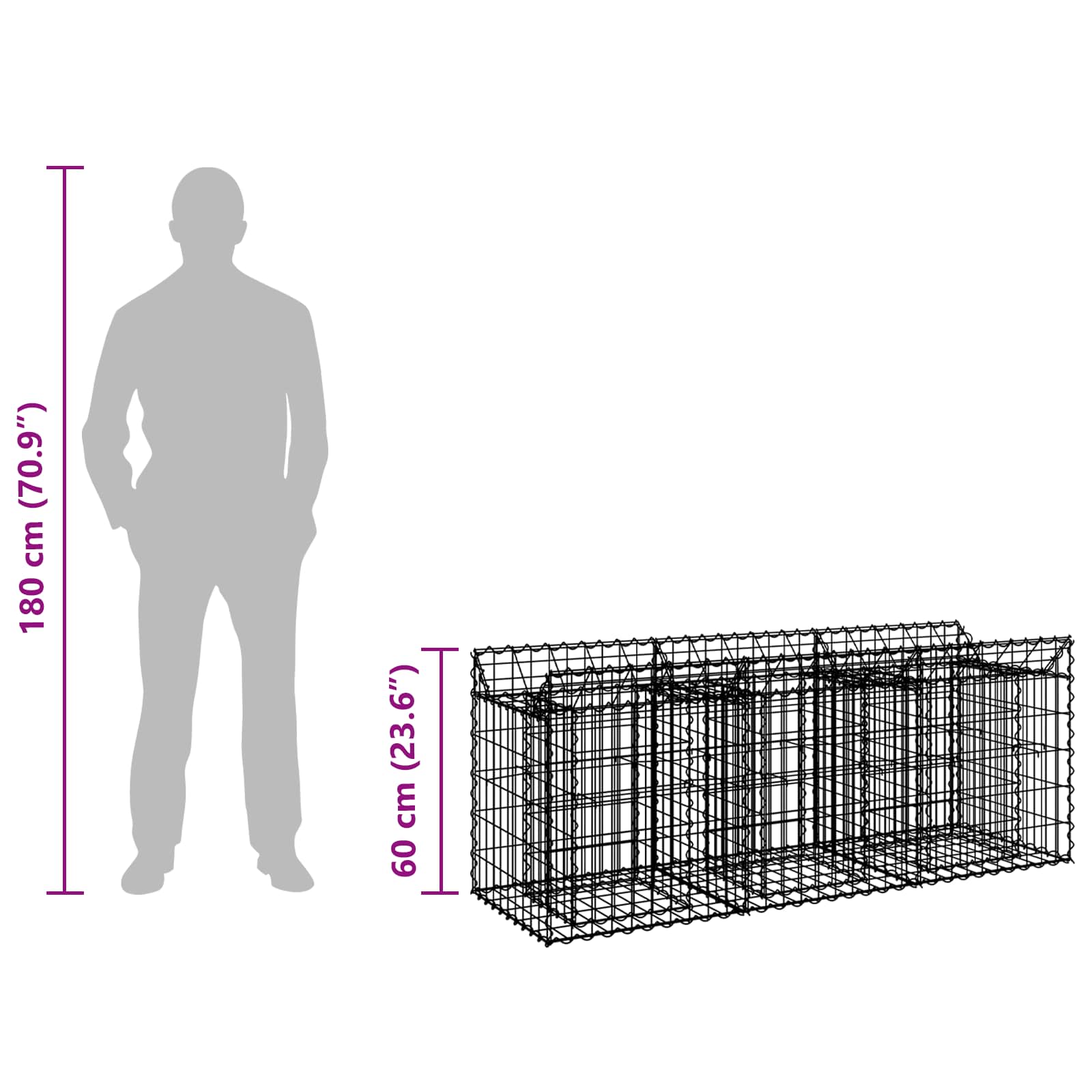 Gabion Kohotettu Peti Hopea