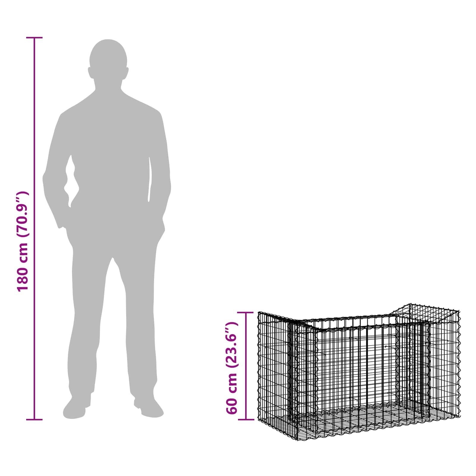 Gabion Kohotettu Peti Hopea