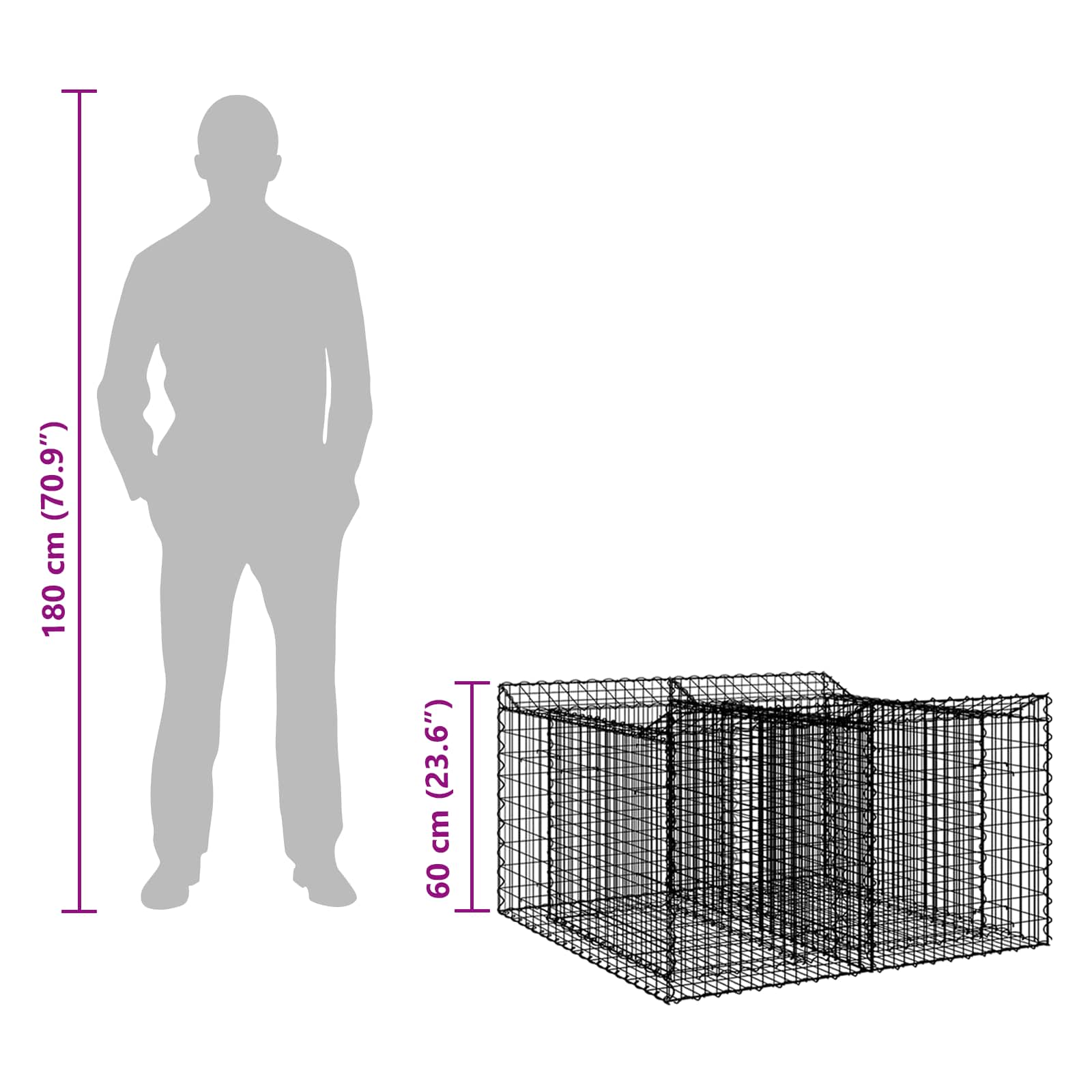 Gabion Kohotettu Peti Hopea