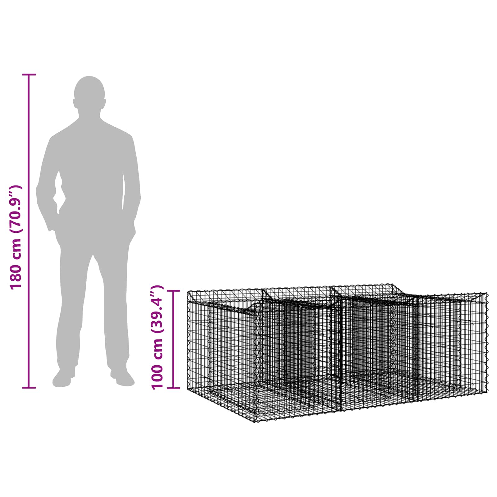 Gabion Kohotettu Peti Hopea