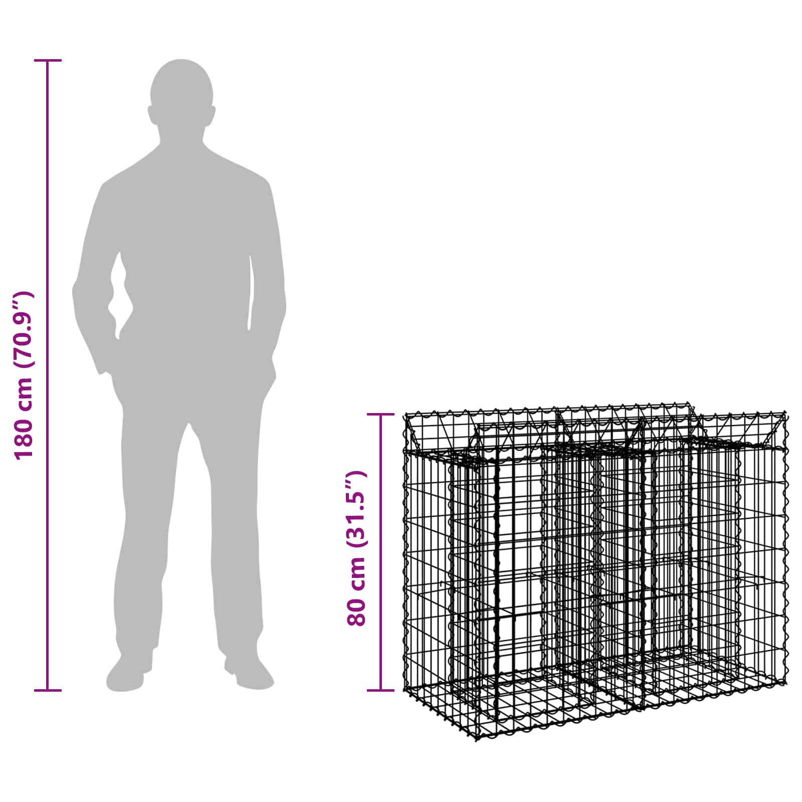 Gabion Kohotettu Peti Hopea